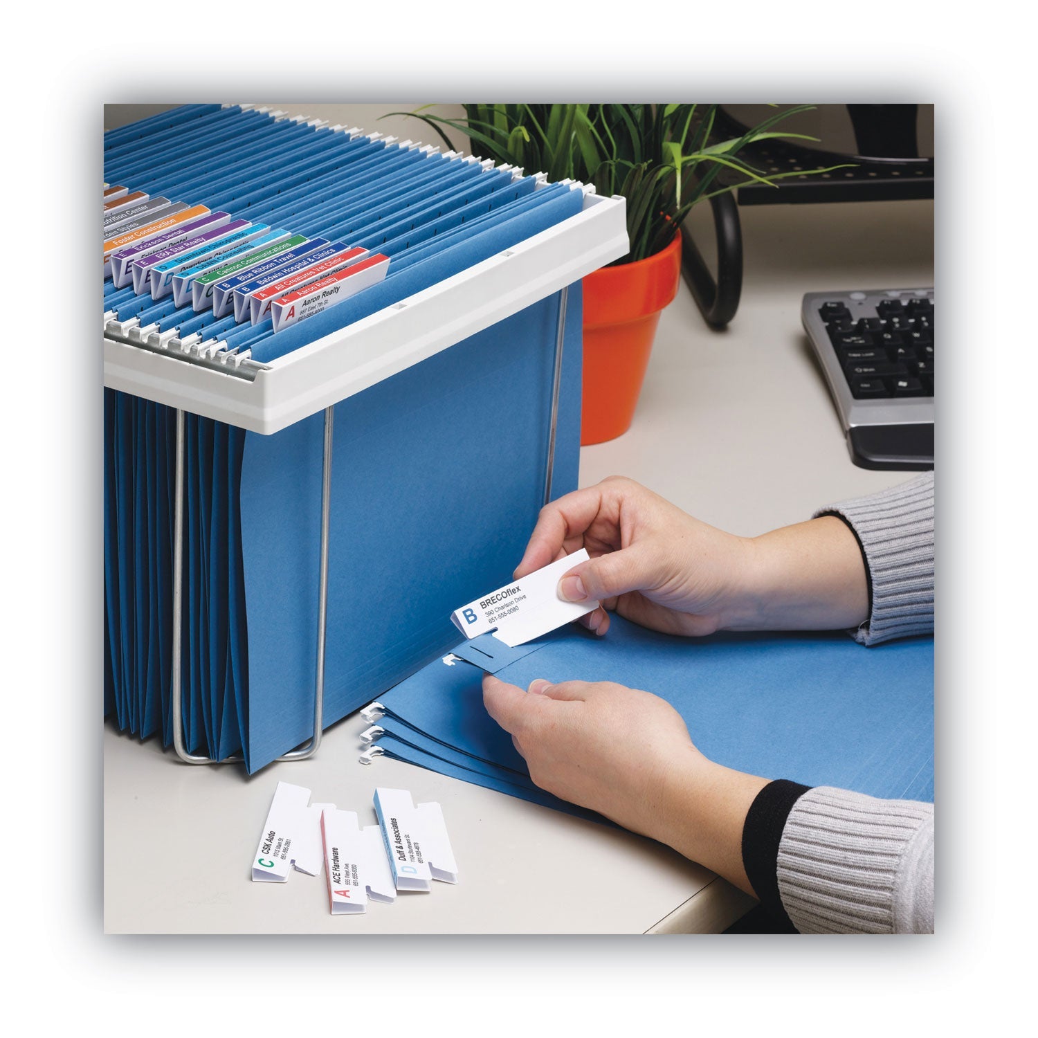 Smead Viewables Hanging Folder Tabs and Labels, Quick-Fold Tabs with Labels, 1/3-Cut, White, 3.5" Wide, 45/Pack