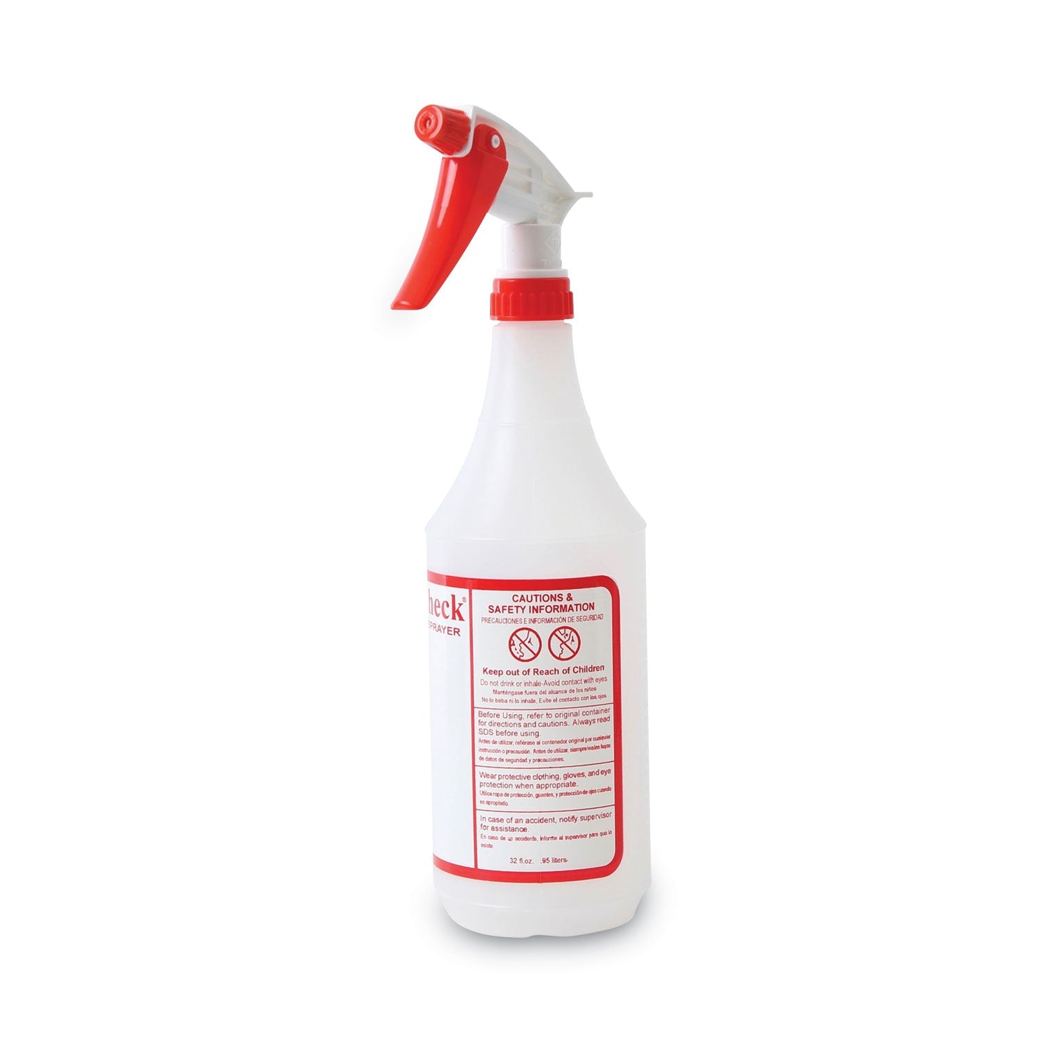 Boardwalk® General Purpose Plastic Bottle with Trigger Spray, 32 oz, Clear/Red, 3/Pack