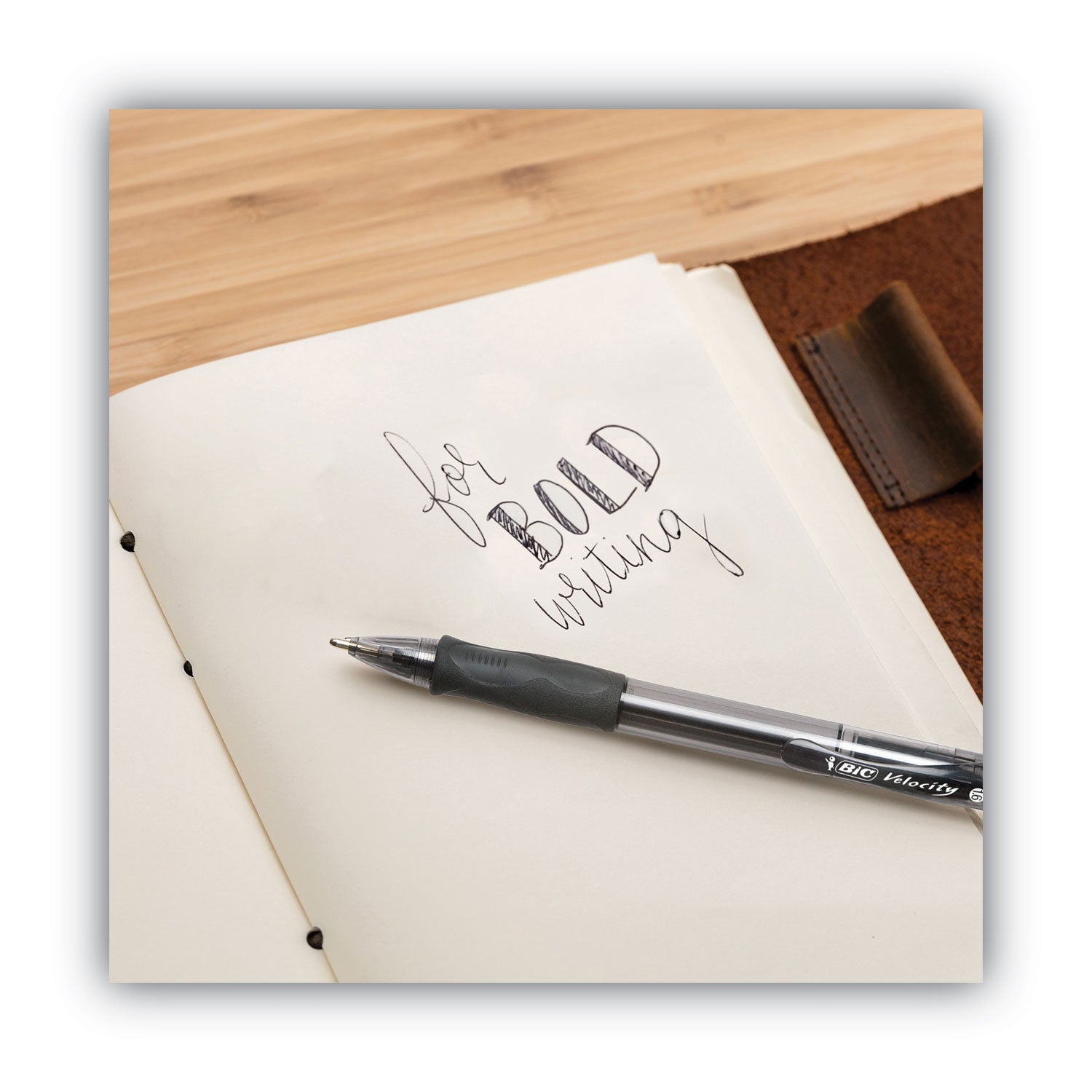 BIC® Glide Bold Ballpoint Pen, Retractable, Bold 1.6 Mm, Black Ink, Smoke Barrel, Dozen