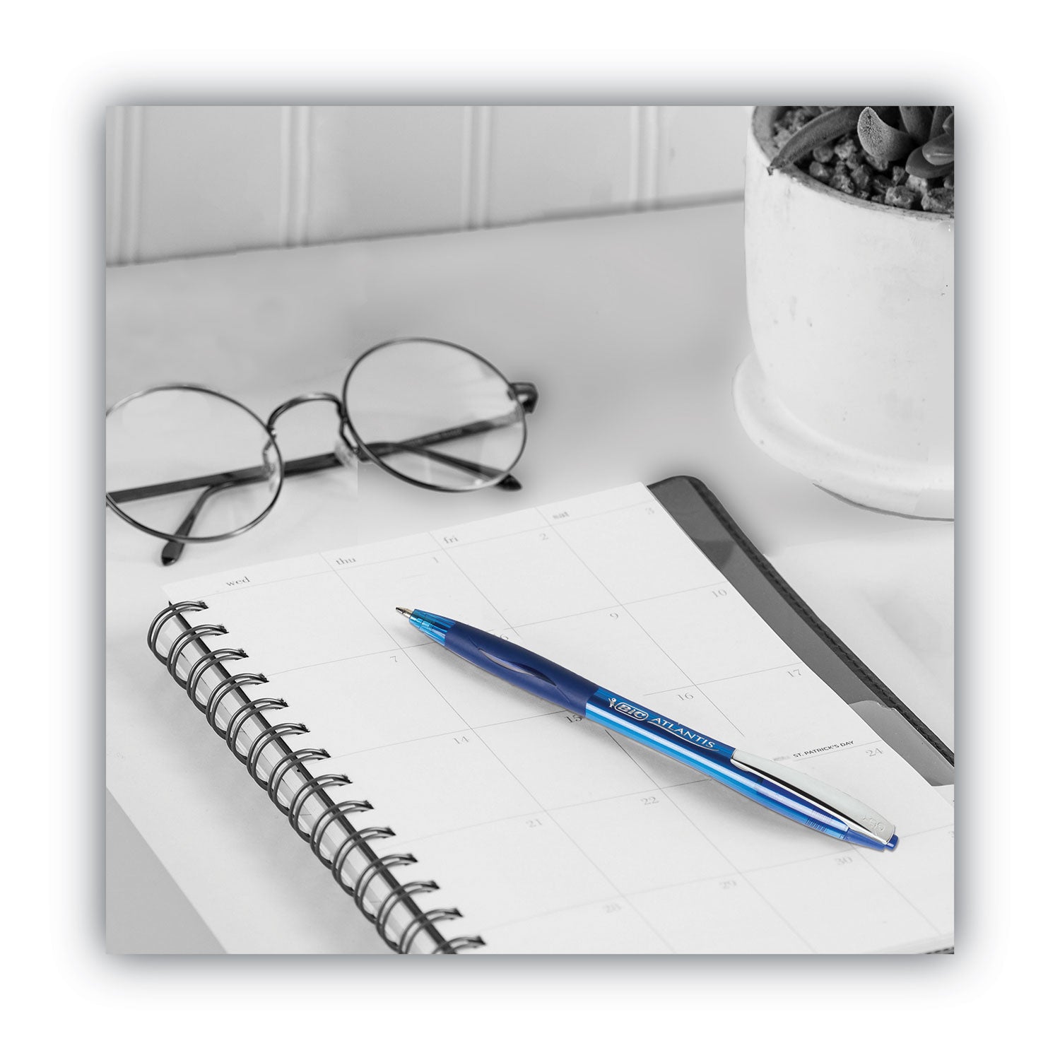 BIC® GLIDE Ballpoint Pen, Retractable, Medium 1 mm, Blue Ink, Translucent Blue/Blue Barrel, Dozen