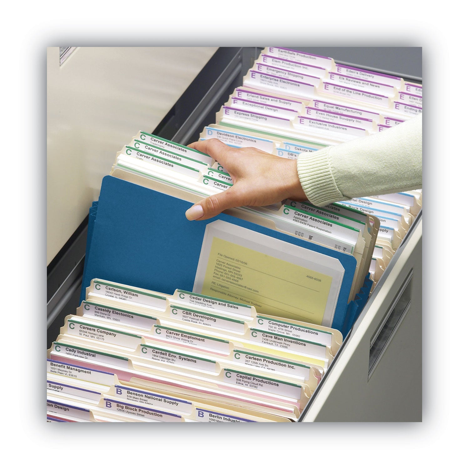 Smead Colored File Pockets, 3.5" Expansion, Letter Size, Blue