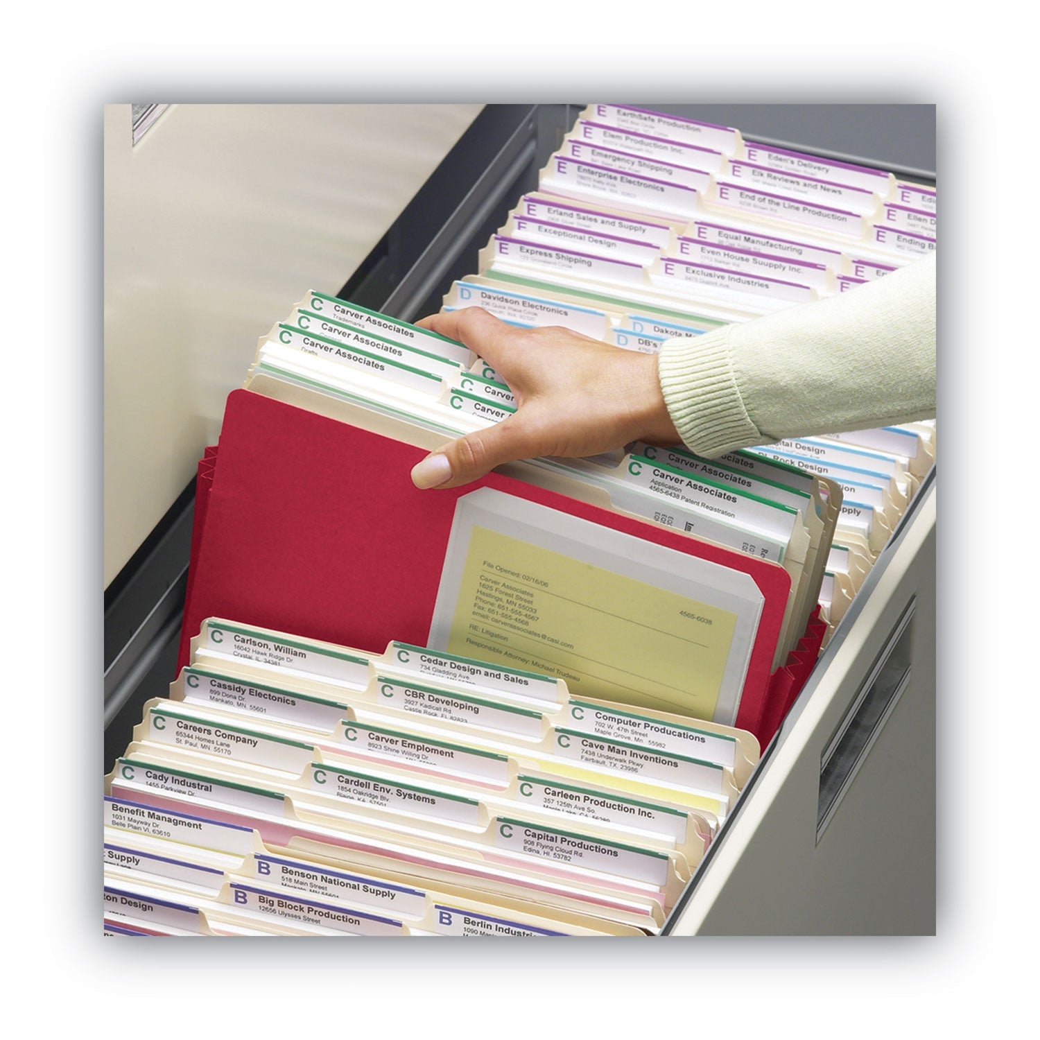 Smead Colored File Pockets, 3.5" Expansion, Letter Size, Red