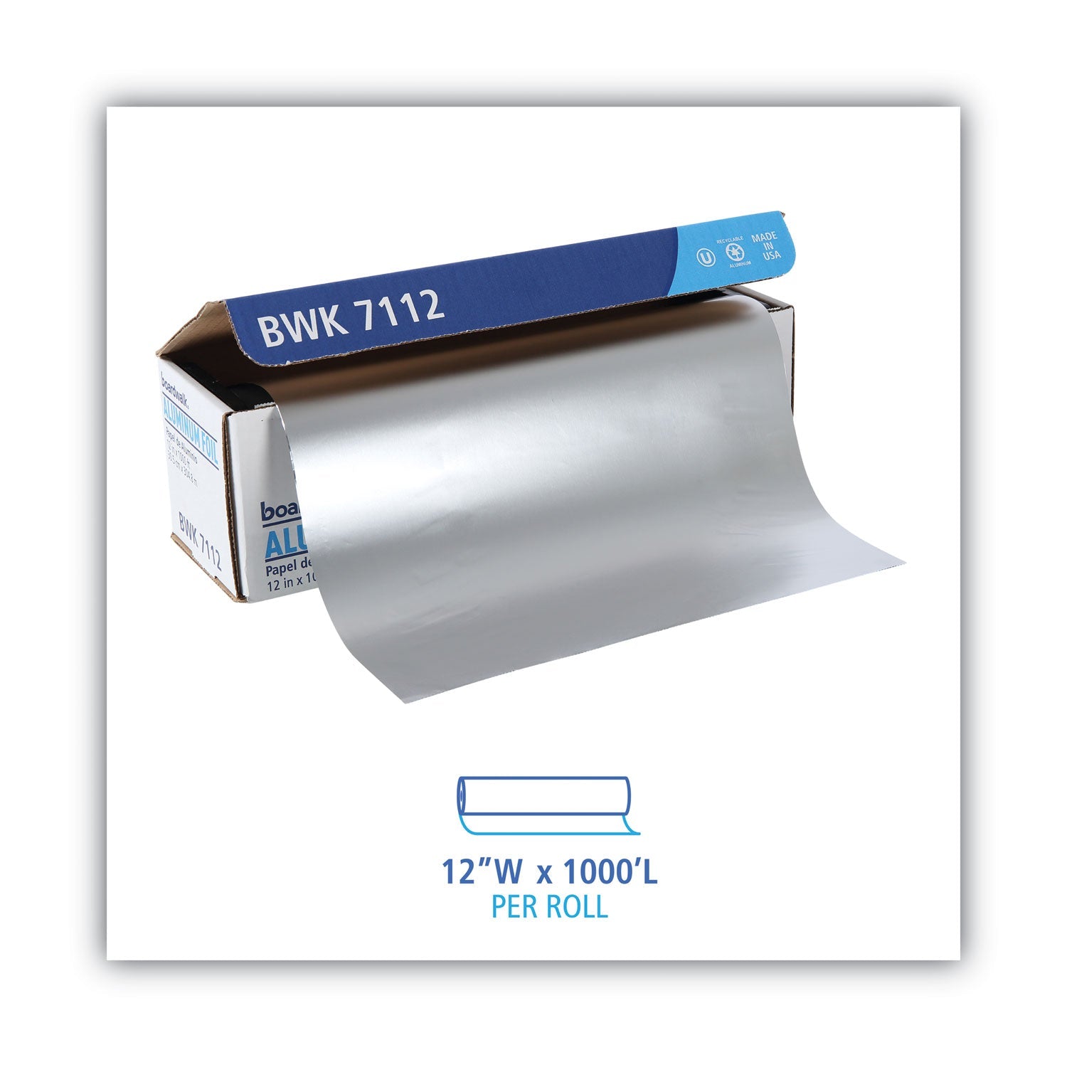 Boardwalk® Standard Aluminum Foil Roll, 63 Gauge, 12" x 1,000 ft