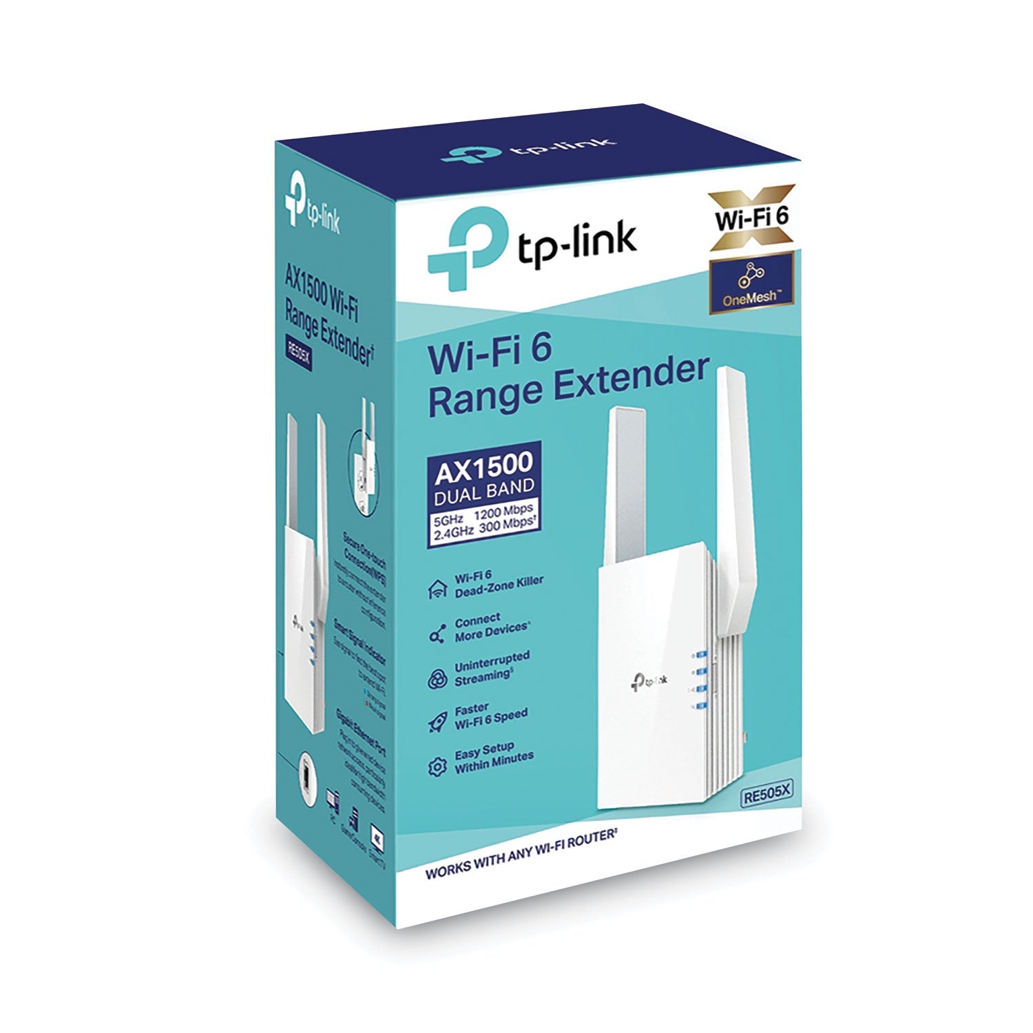 TP-Link TP-LINK AX1500 RE505X 1500Mbps Wi-Fi Dual Band Range Extender, 1 Port, Dual-Band 2.4 GHz/5 GHz