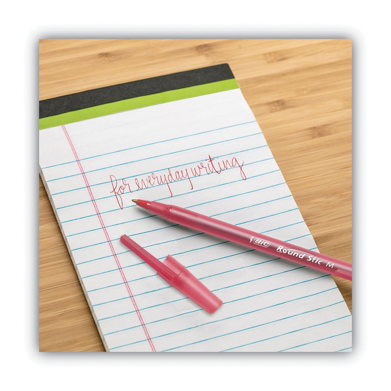 BIC® Round Stic Xtra Life Ballpoint Pen, Stick, Medium 1 Mm, Red Ink, Translucent Red Barrel, Dozen