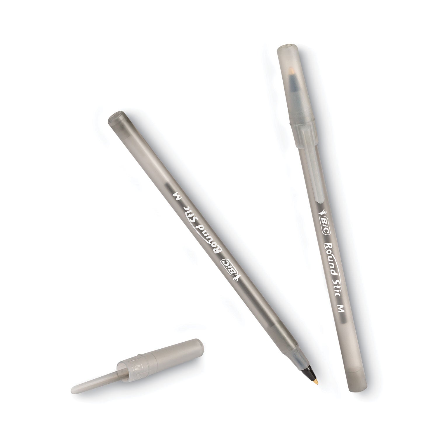 BIC® Round Stic Xtra Life Ballpoint Pen Xtra Value Pack, Stick, Medium 1 mm, Black Ink, Translucent Frost Barrel, 240/Carton