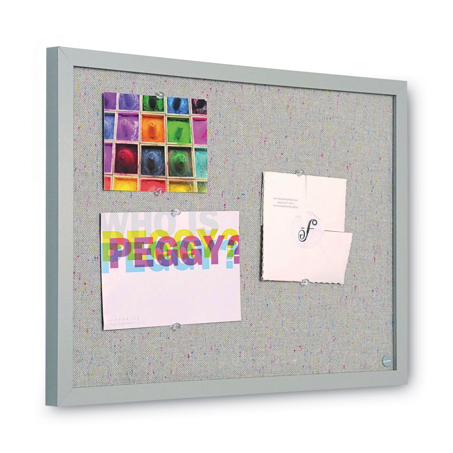 MasterVision® Designer Fabric Bulletin Board, 24" x 18", Gray Surface, Gray Fiberboard (MDF) Frame