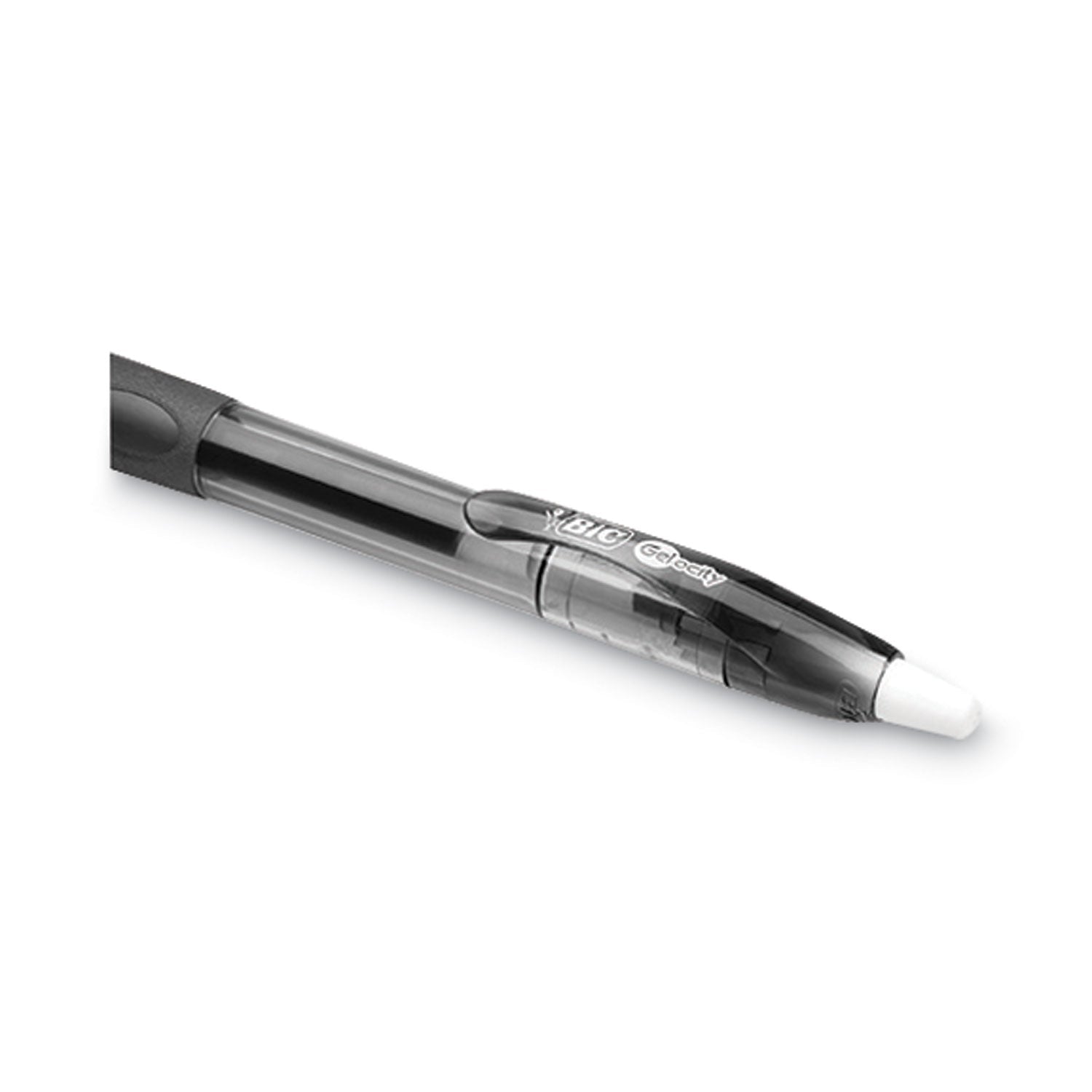 BIC® Gel-ocity Gel Pen Value Pack, Retractable, Medium 0.7 mm, Black Ink, Clear/Black Barrel, 24/Pack