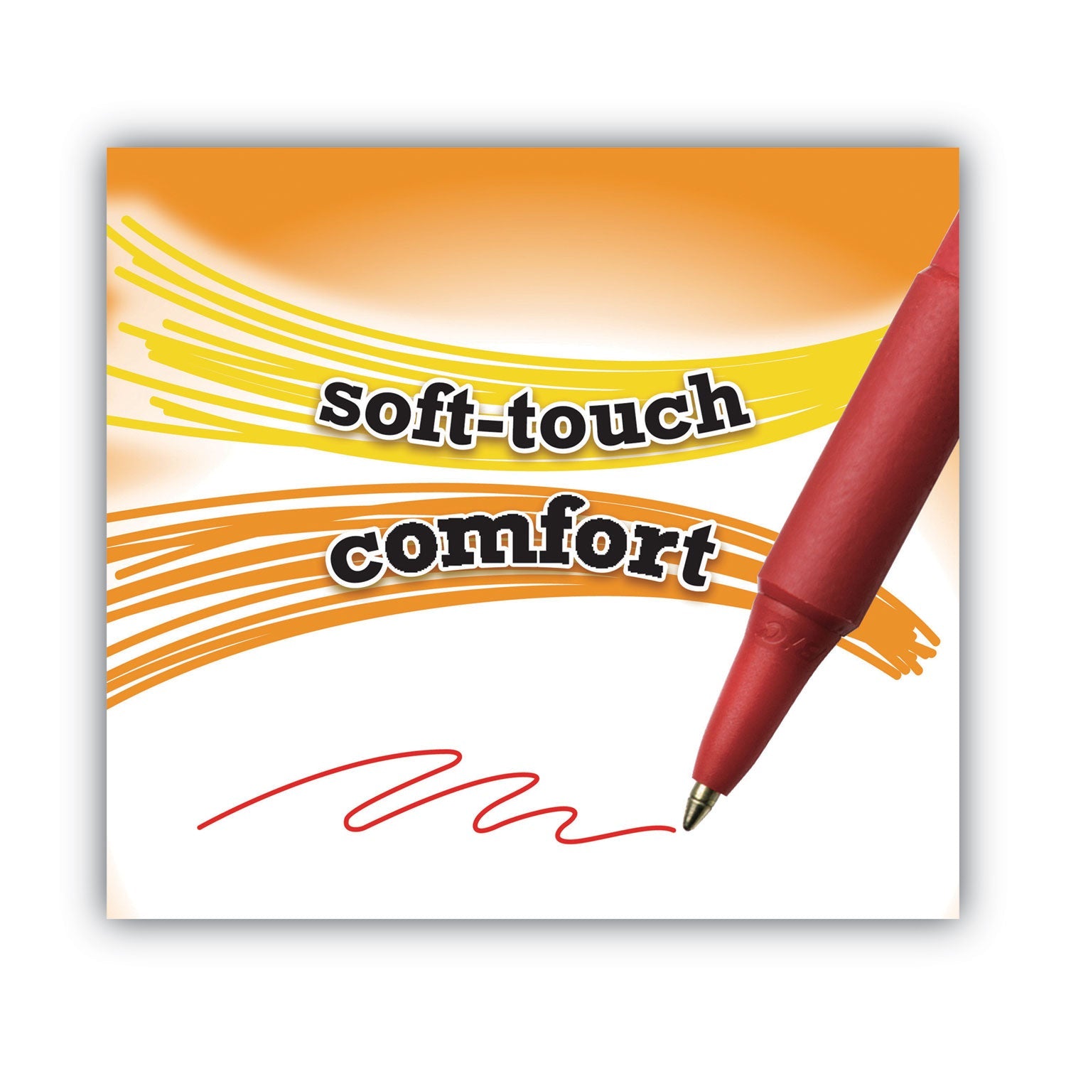 BIC® Soft Feel Ballpoint Pen, Retractable, Medium 1 Mm, Red Ink, Red Barrel, Dozen