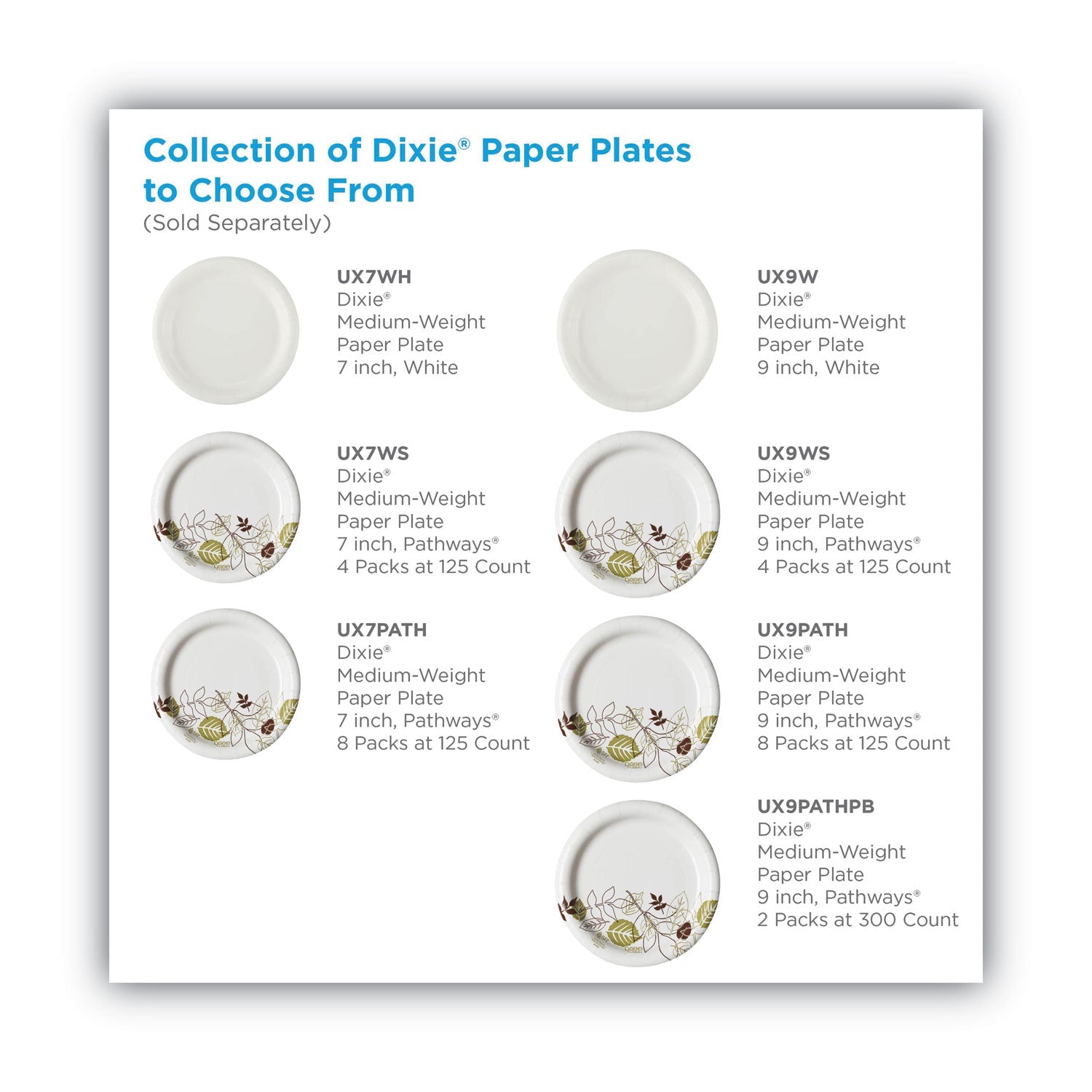 Dixie® Pathways Soak-Proof Shield Mediumweight Paper Plates, 8.5" Dia, Green/burgundy, 125/pack
