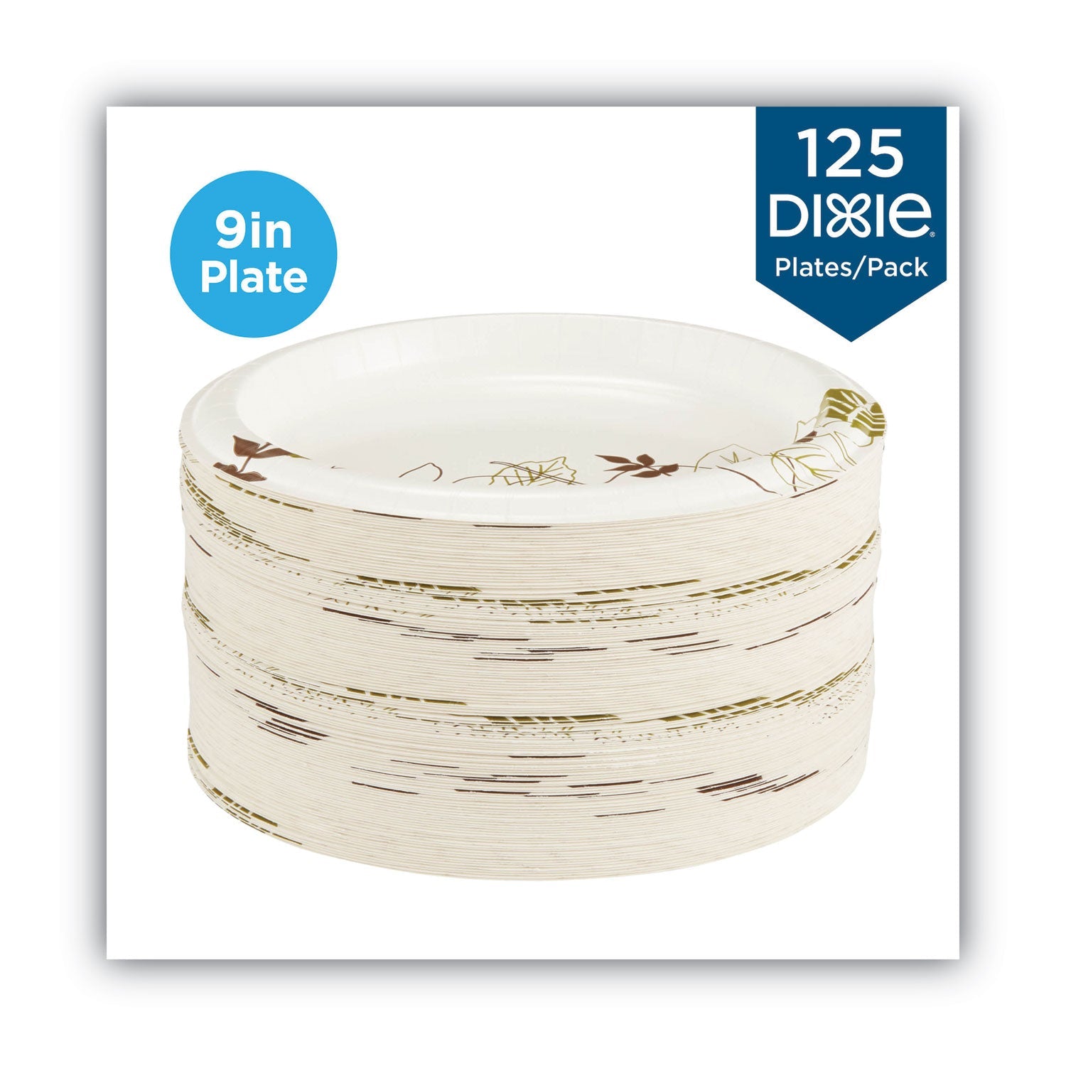 Dixie® Pathways Soak-Proof Shield Mediumweight Paper Plates, 8.5" Dia, Green/burgundy, 125/pack