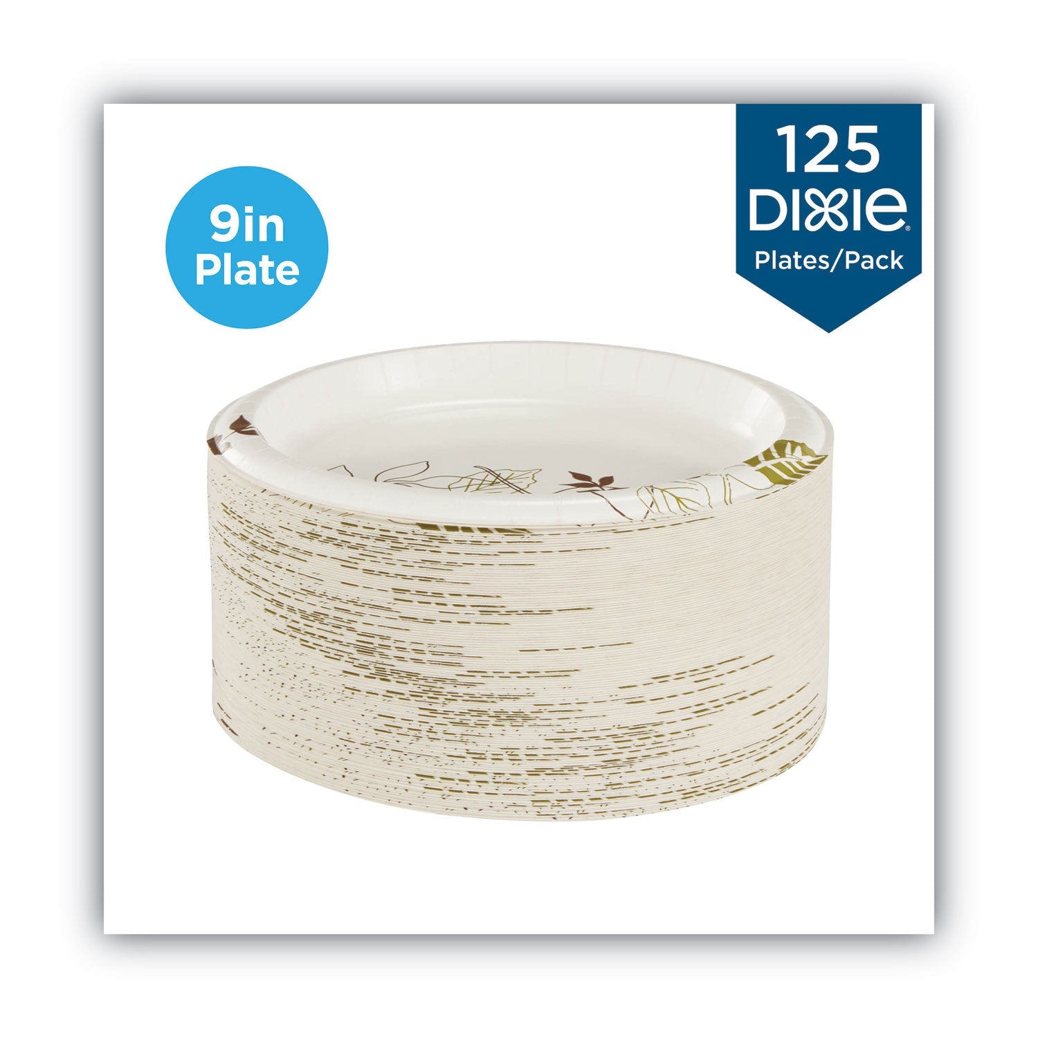 Dixie® Pathways Soak-Proof Shield Mediumweight Paper Plates, Wisesize, 8.5" Dia, Green/burgundy, 125/pack