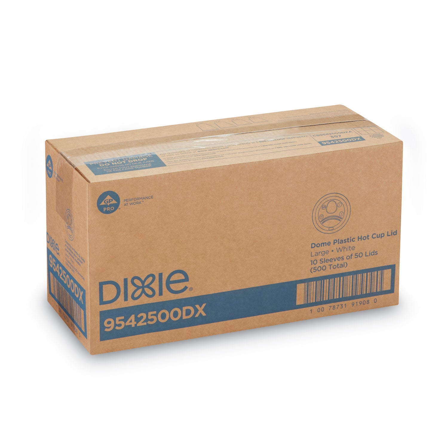 Dixie® Dome Lid, Fits 10 oz to 16 oz PerfecTouch Hot Cups/12 oz to 20 oz WiseSize Hot Cups, Plastic, White, 500/Carton