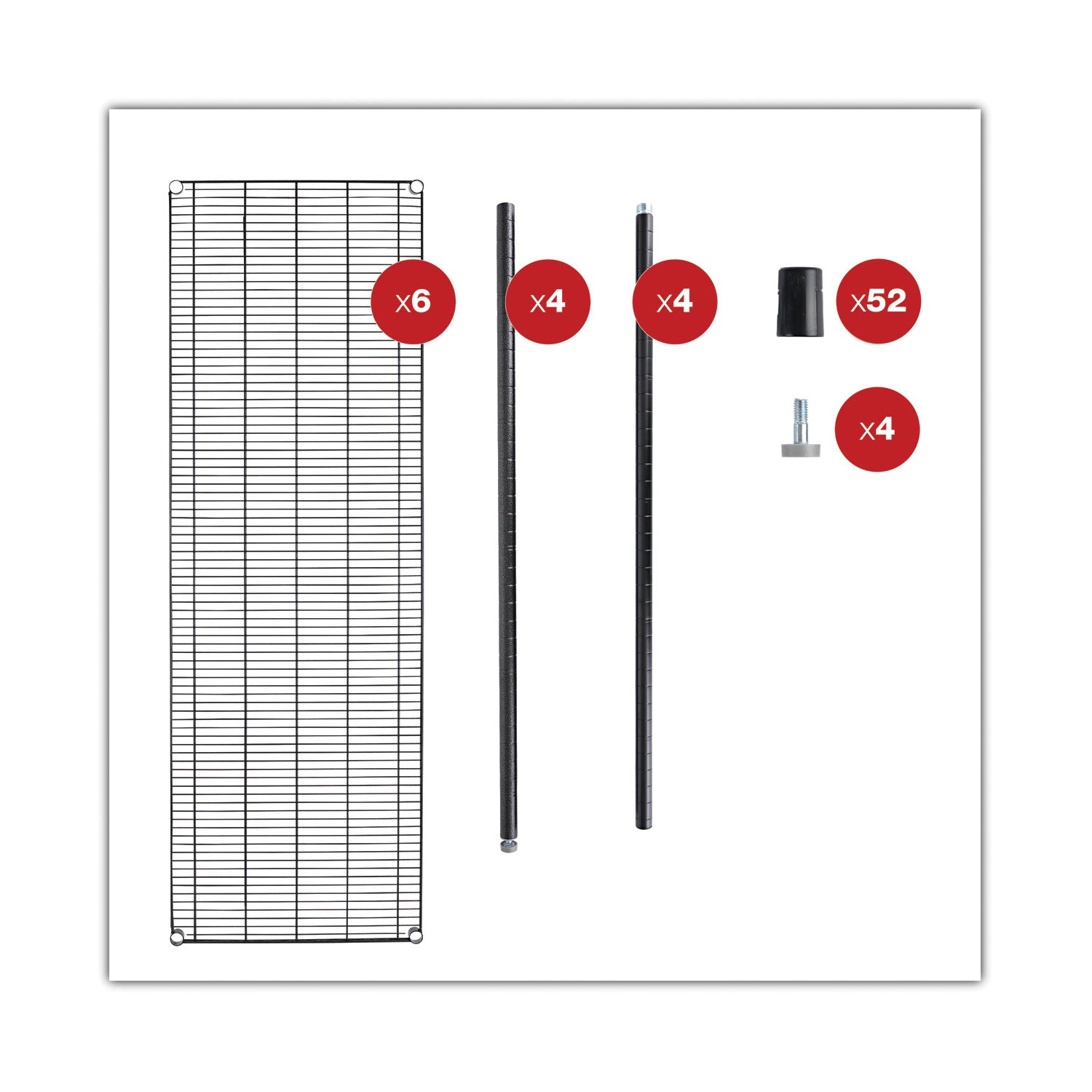 Alera® Nsf Certified 6-Shelf Wire Shelving Kit, 48w X 18d X 72h, Black Anthracite