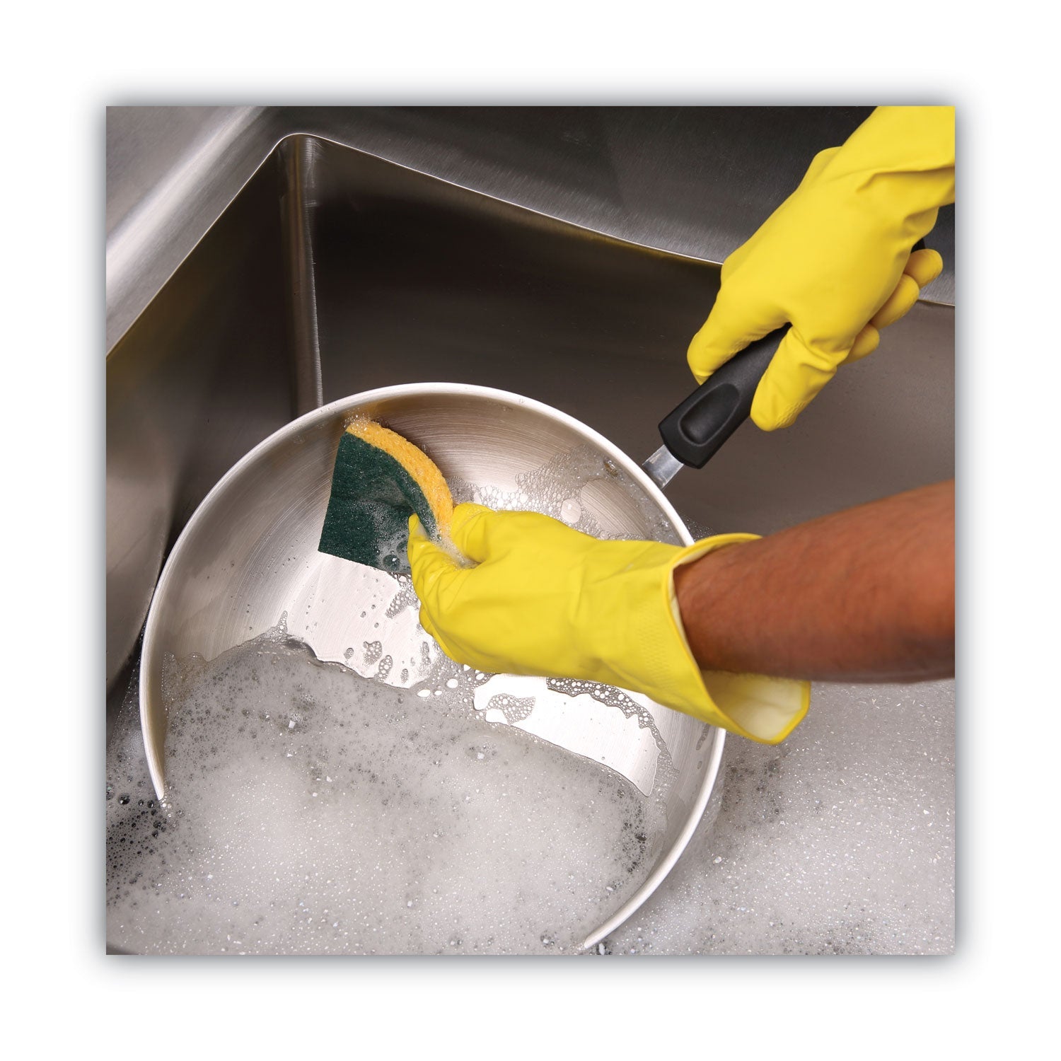 Boardwalk® Medium-Duty Scrubbing Sponge, Individually Wrapped, 3.6 x 6.1, 0.75" Thick, Yellow/Green, 20/Carton