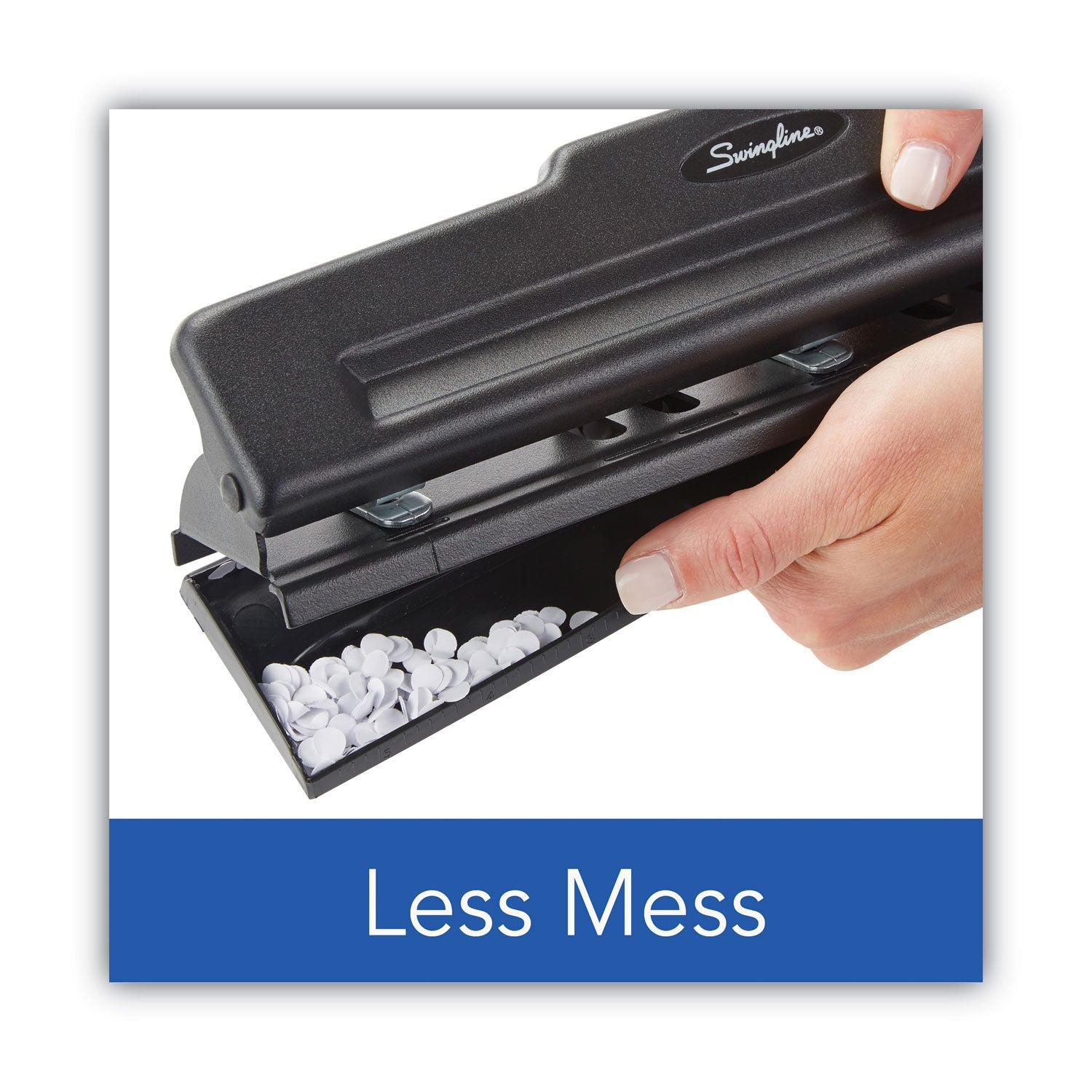 Swingline® 10-Sheet Desktop Light-Duty Two- To Three-Hole Adjustable Punch, 9/32" Holes, Black