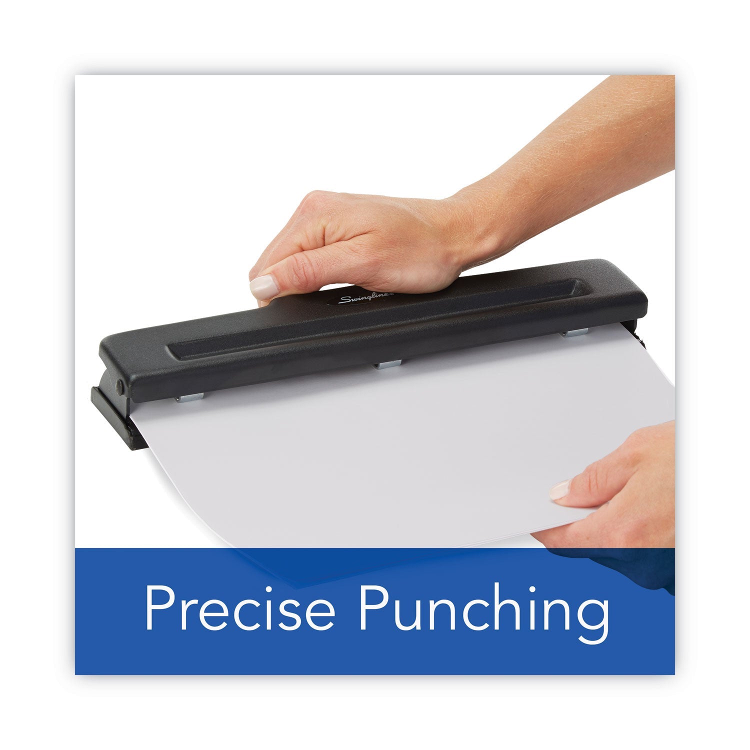 Swingline® 10-Sheet Desktop Light-Duty Two- To Three-Hole Adjustable Punch, 9/32" Holes, Black