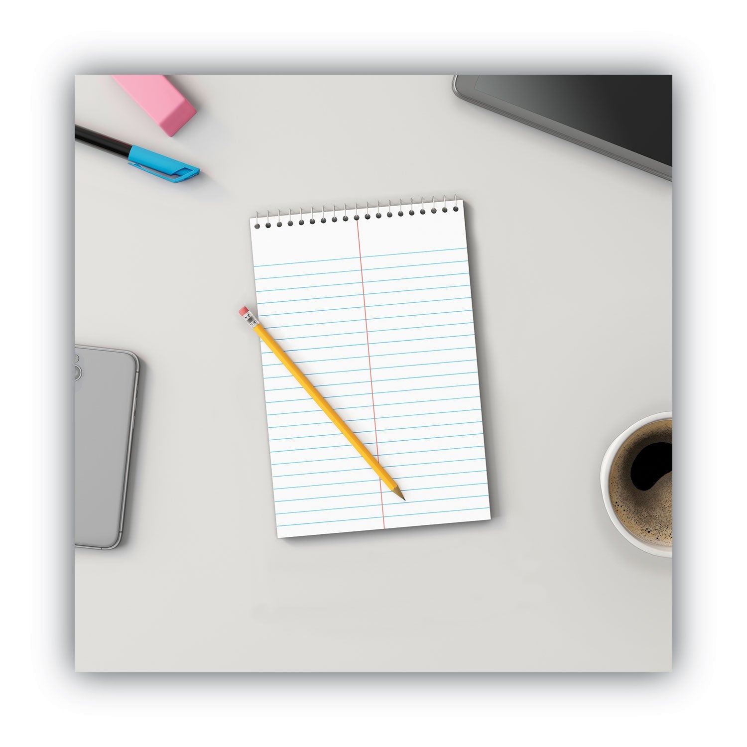Universal® Steno Pads, Gregg Rule, Red Cover, 80 White 6 X 9 Sheets - Bloom Skins
