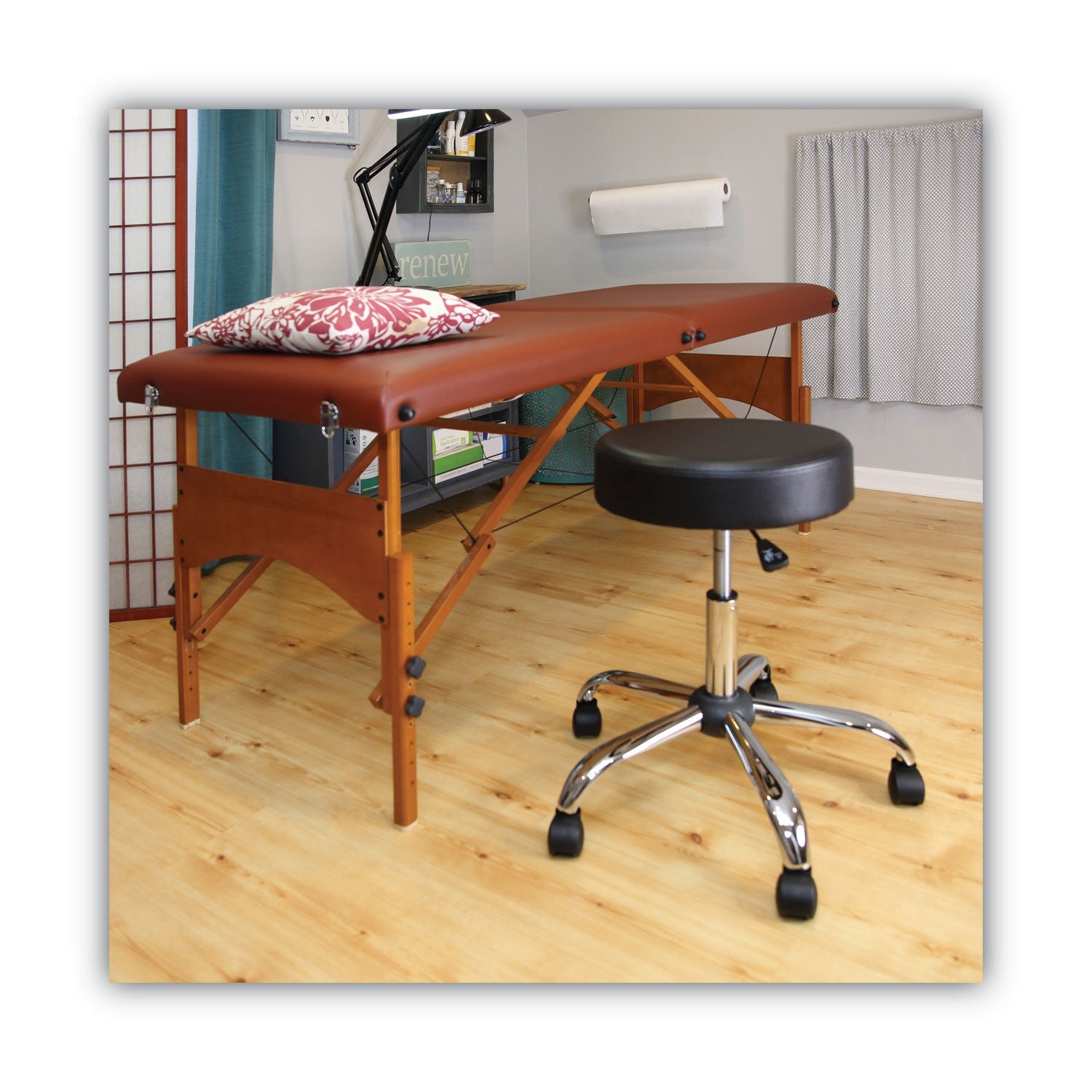 Alera® Height Adjustable Lab Stool, Backless, Supports Up To 275 Lb, 19.69" To 24.80" Seat Height, Black Seat, Chrome Base