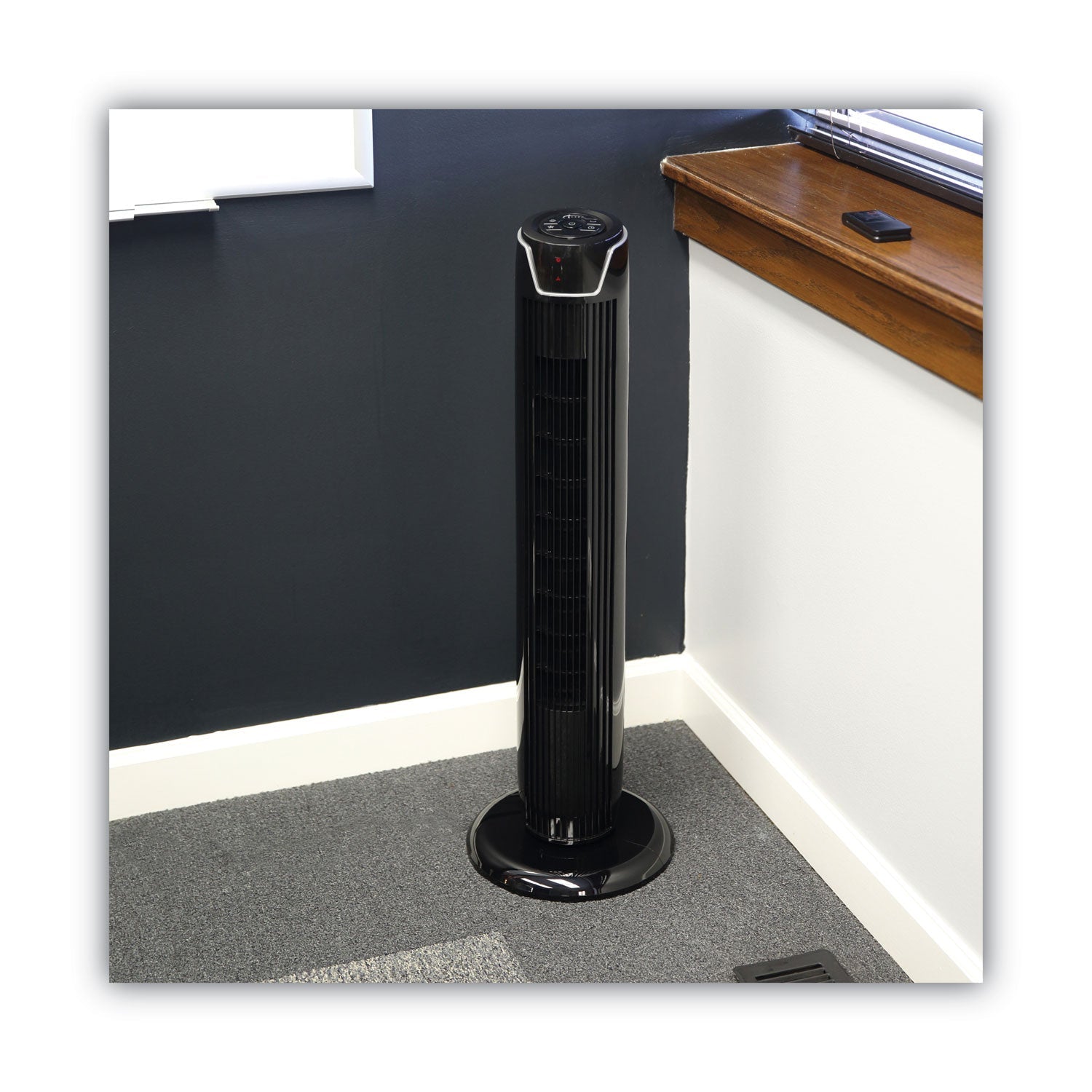 Alera® 36" 3-Speed Oscillating Tower Fan With Remote Control, Plastic, Black