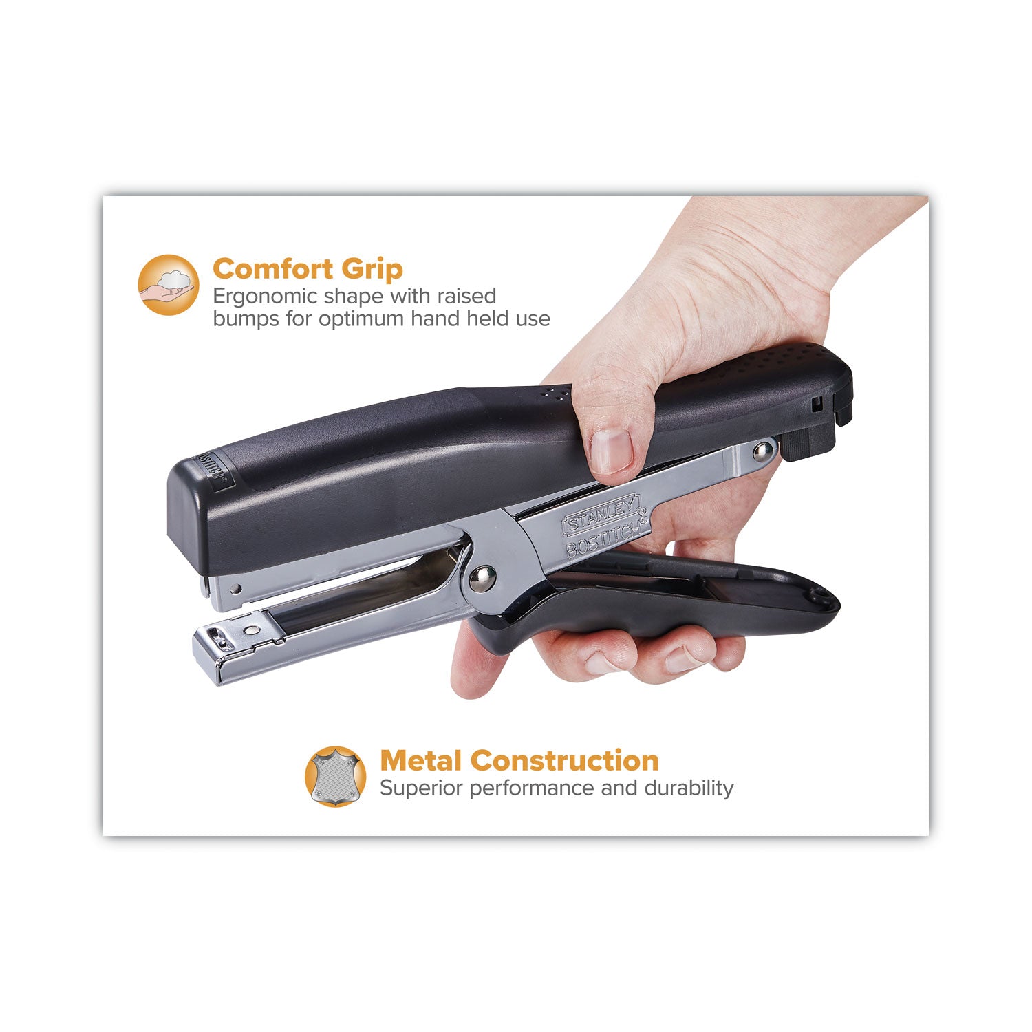 Bostitch® B8 Xtreme Duty Plier Stapler, 45-Sheet Capacity, 0.25" To 0.38" Staples, 2.5" Throat, Black/charcoal Gray