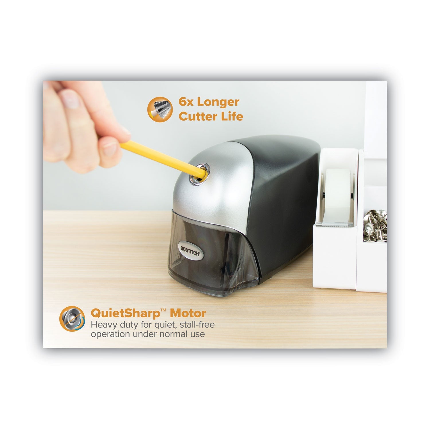 Bostitch® Quietsharp Executive Electric Pencil Sharpener, Ac-Powered, 4 X 7.5 X 5, Black/graphite