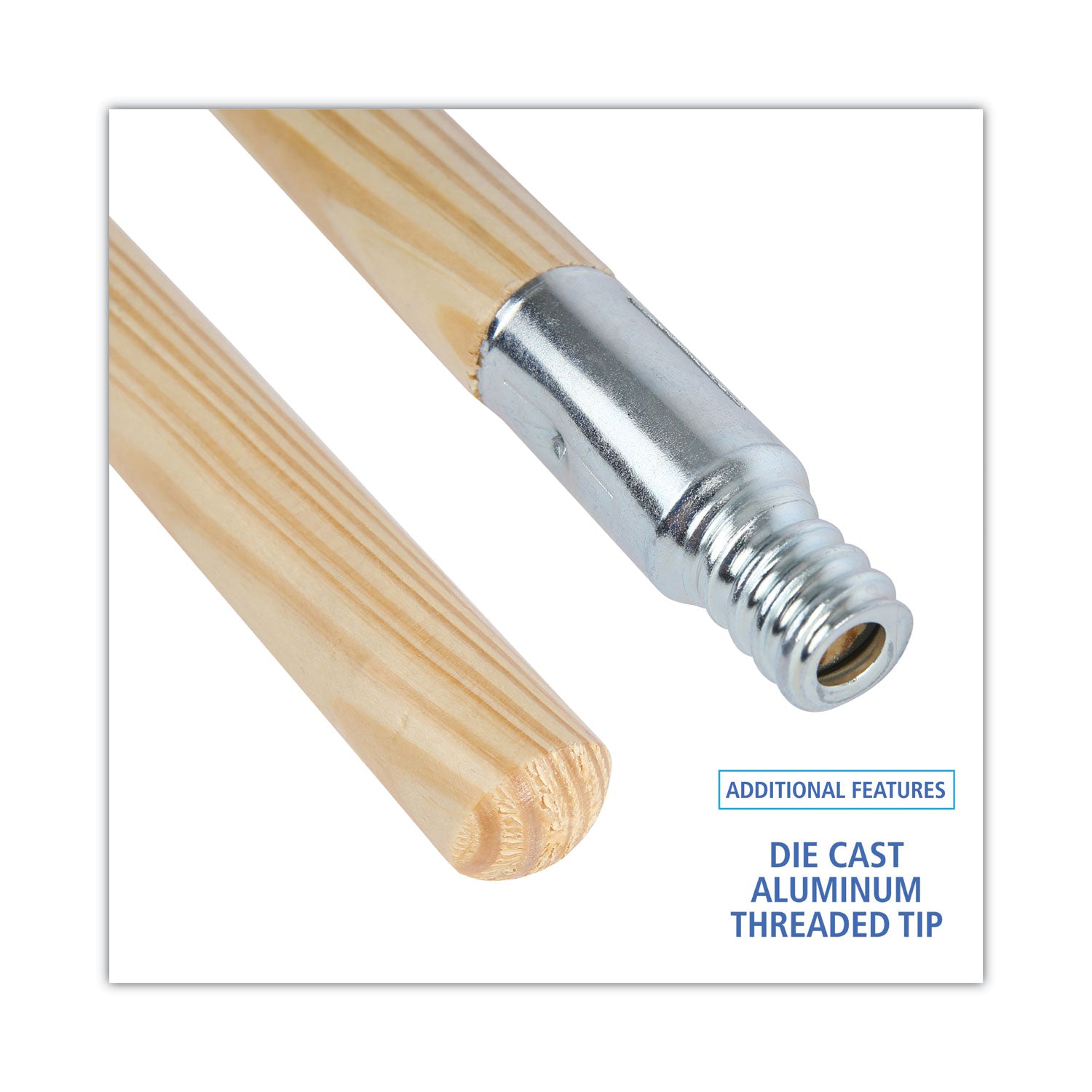 Boardwalk® Metal Tip Threaded Hardwood Broom Handle, 0.94" dia x 60", Natural