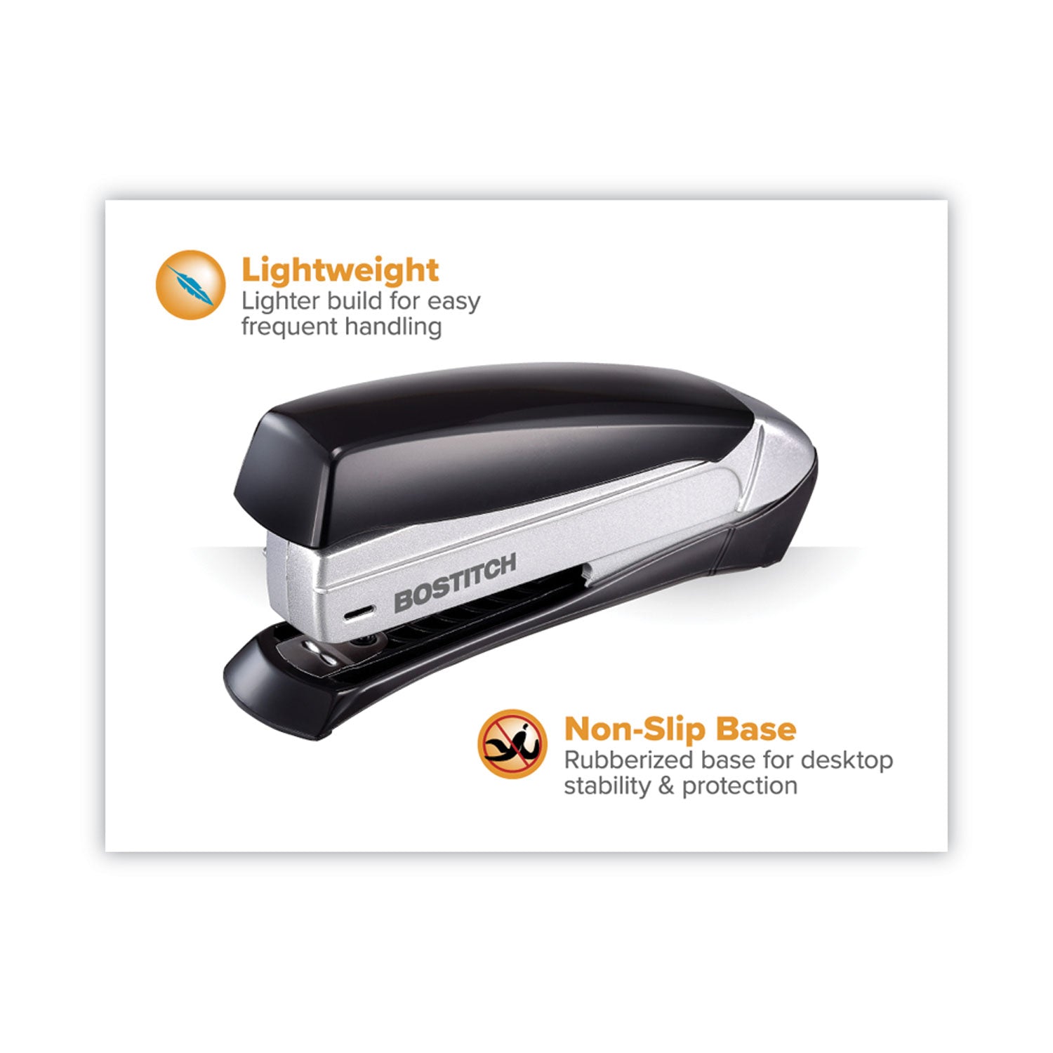 Bostitch® Inspire Premium Spring-Powered Full-Strip Stapler, 20-Sheet Capacity, Black/silver