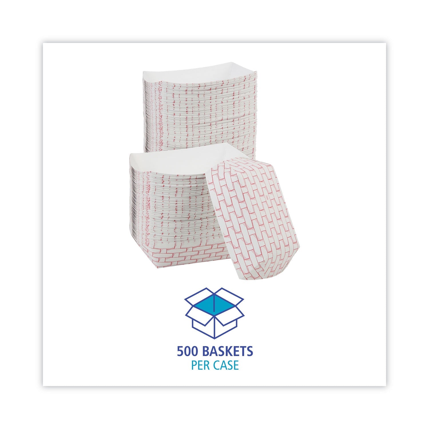 Boardwalk® Paper Food Baskets, 2.5 Lb Capacity, Red/white, 500/carton