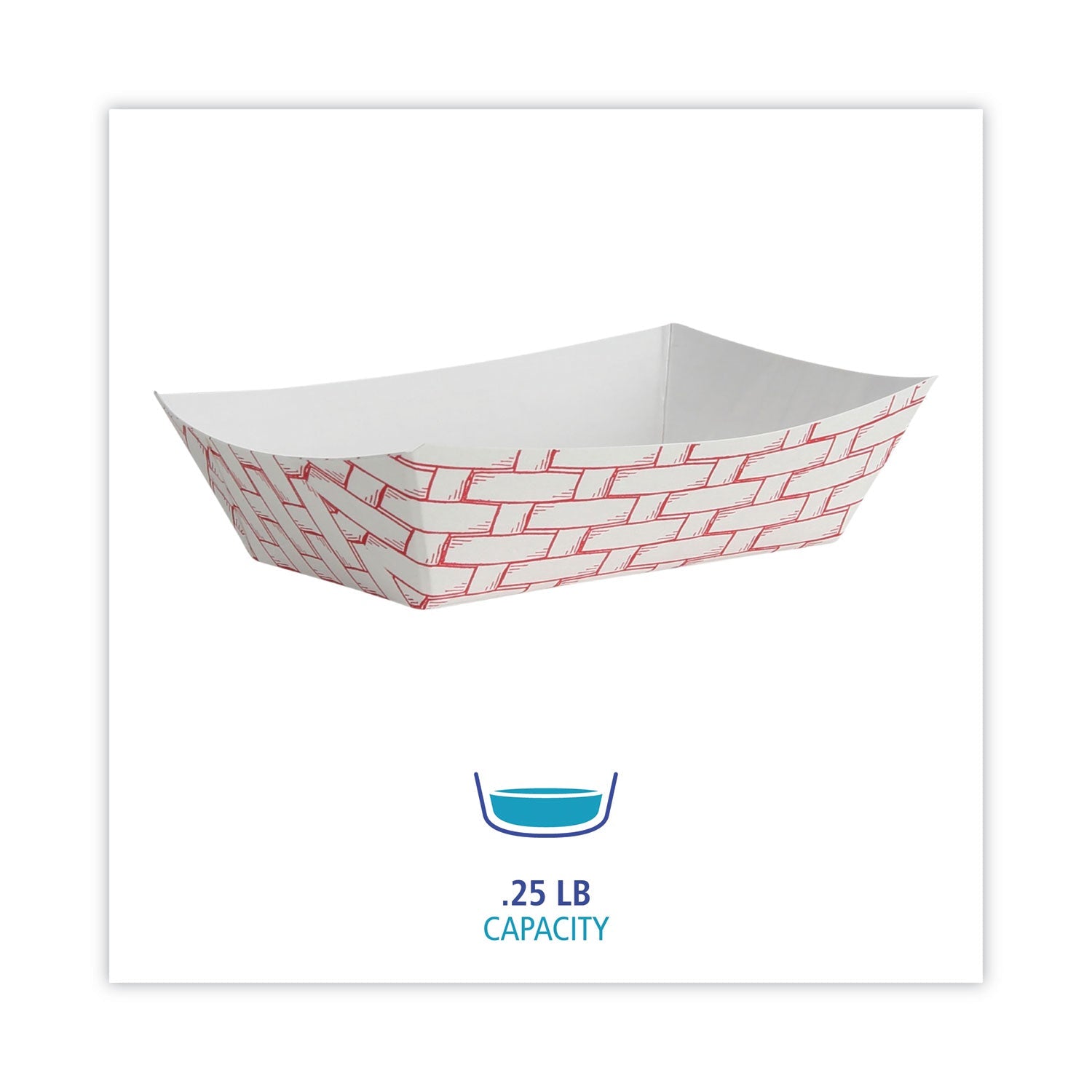 Boardwalk® Paper Food Baskets, 0.25 lb Capacity, 2.69 x 4 x 1.05, Red/White, 1,000/Carton