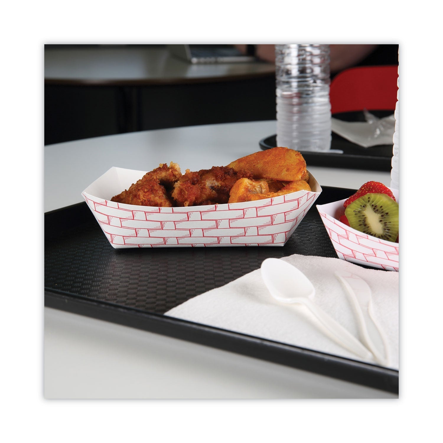 Boardwalk® Paper Food Baskets, 2.5 Lb Capacity, Red/white, 500/carton
