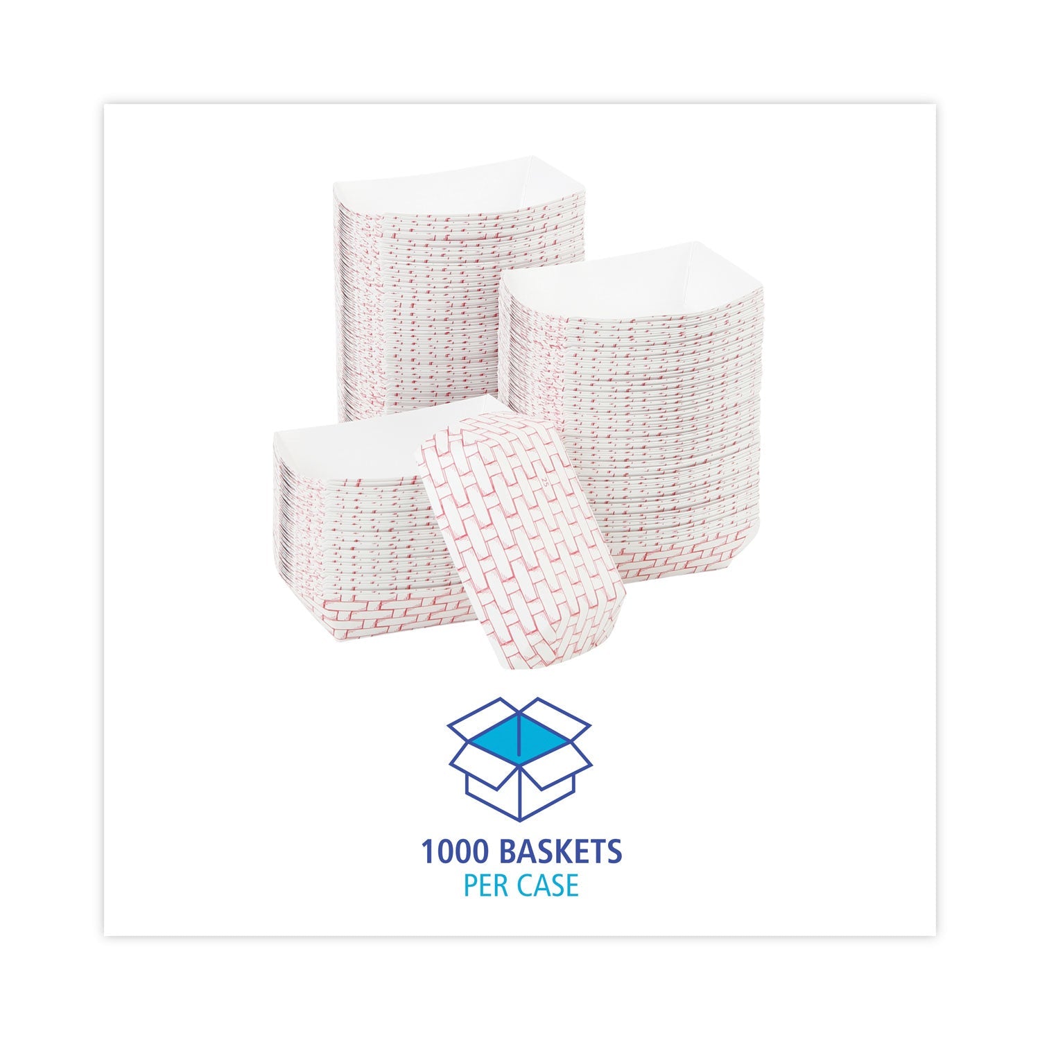 Boardwalk® Paper Food Baskets, 0.25 lb Capacity, 2.69 x 4 x 1.05, Red/White, 1,000/Carton