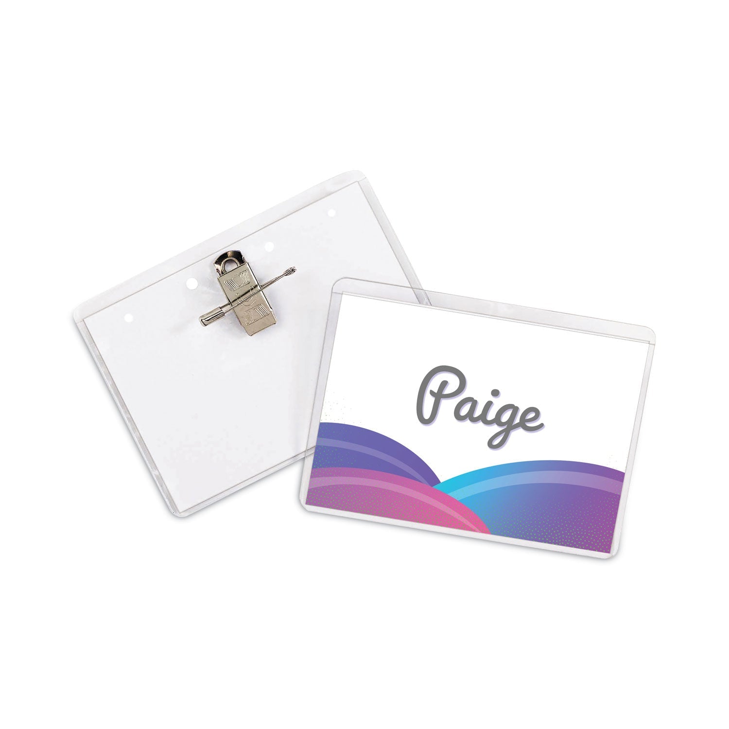Name Badge Kits | Clear Holder & Combo Clip, 50/Pk