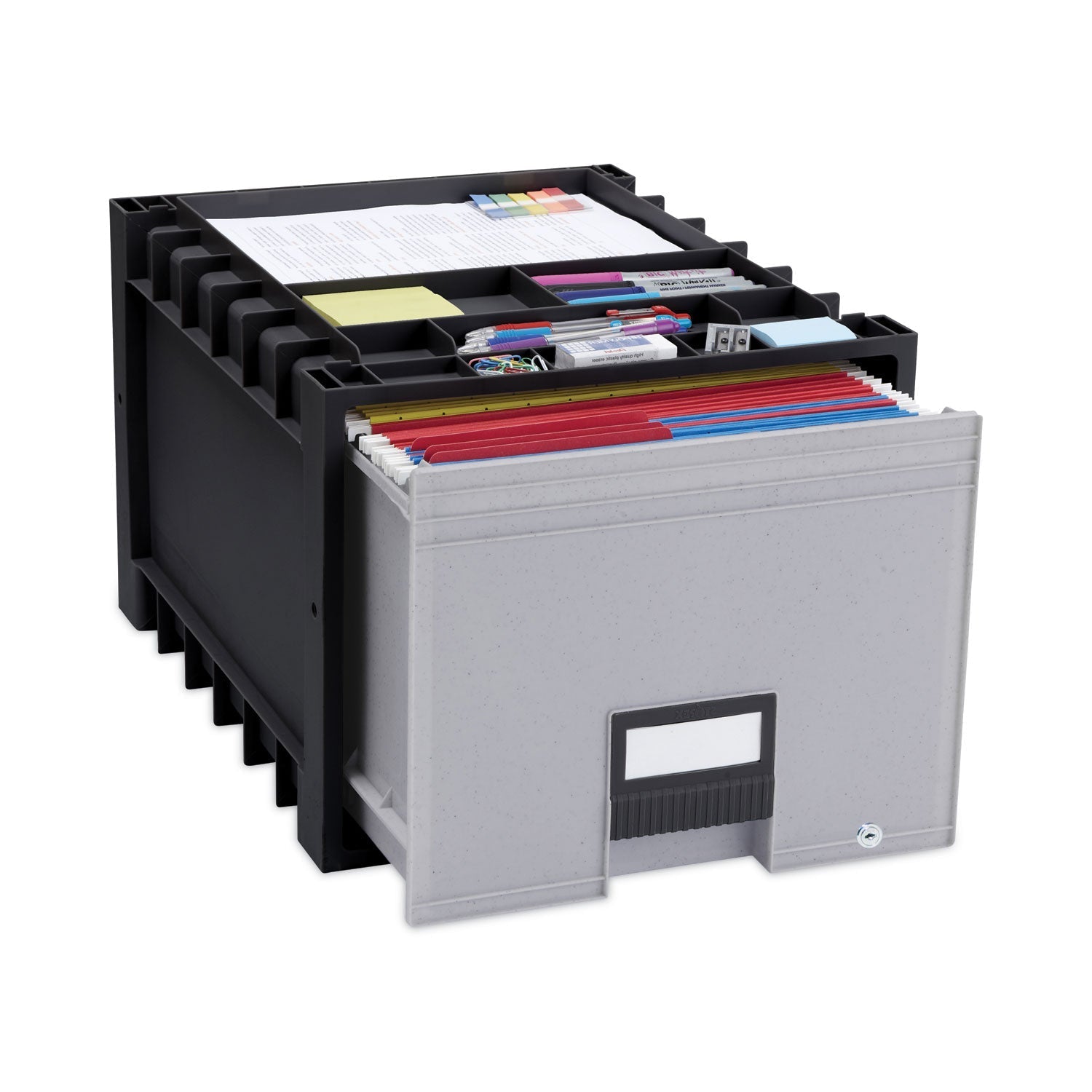 Storex Archive Storage Drawers With Key Lock, Letter Files, 15.25" X 18" X 11.5", Black/gray