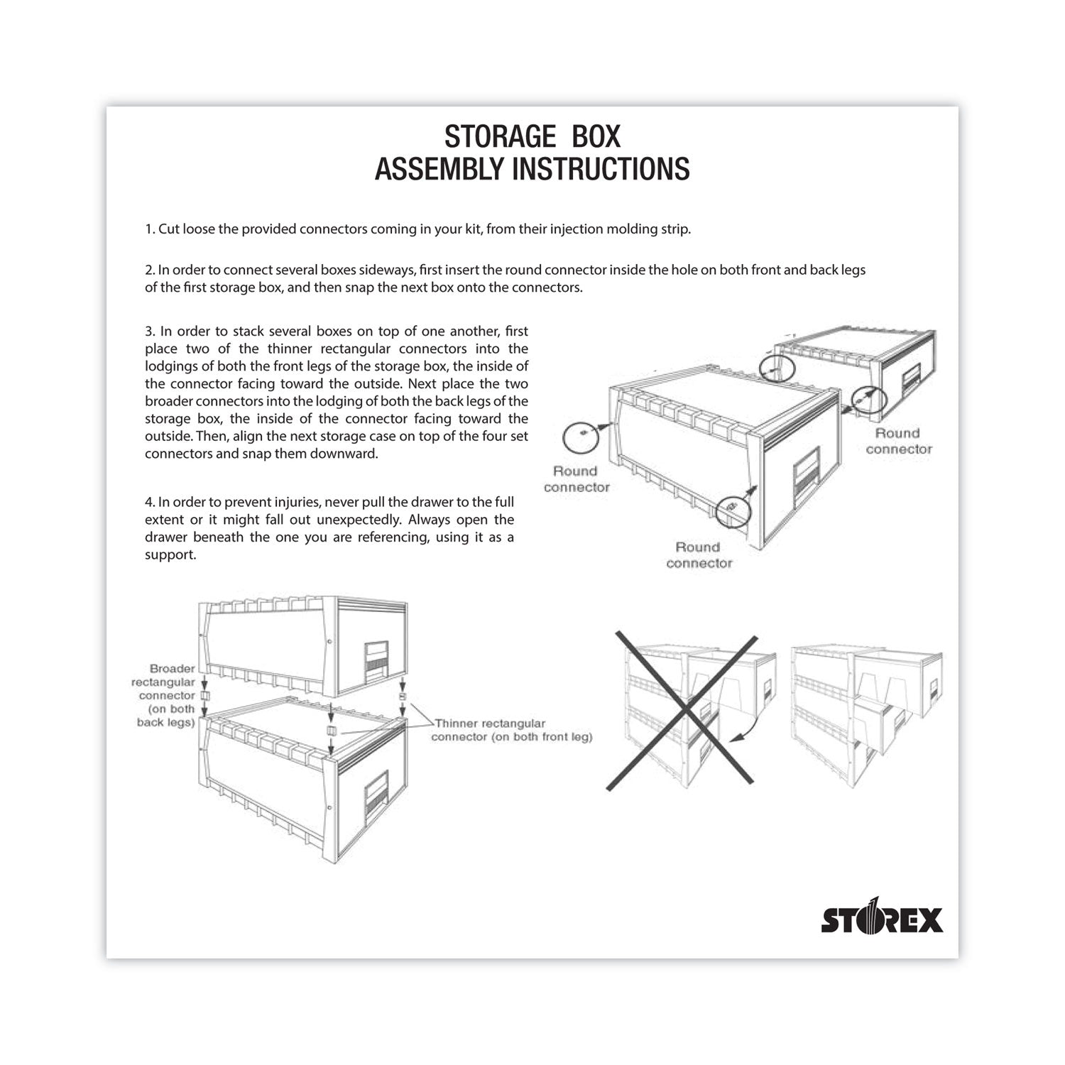 Storex Archive Storage Drawers With Key Lock, Letter Files, 15.25" X 18" X 11.5", Black/gray