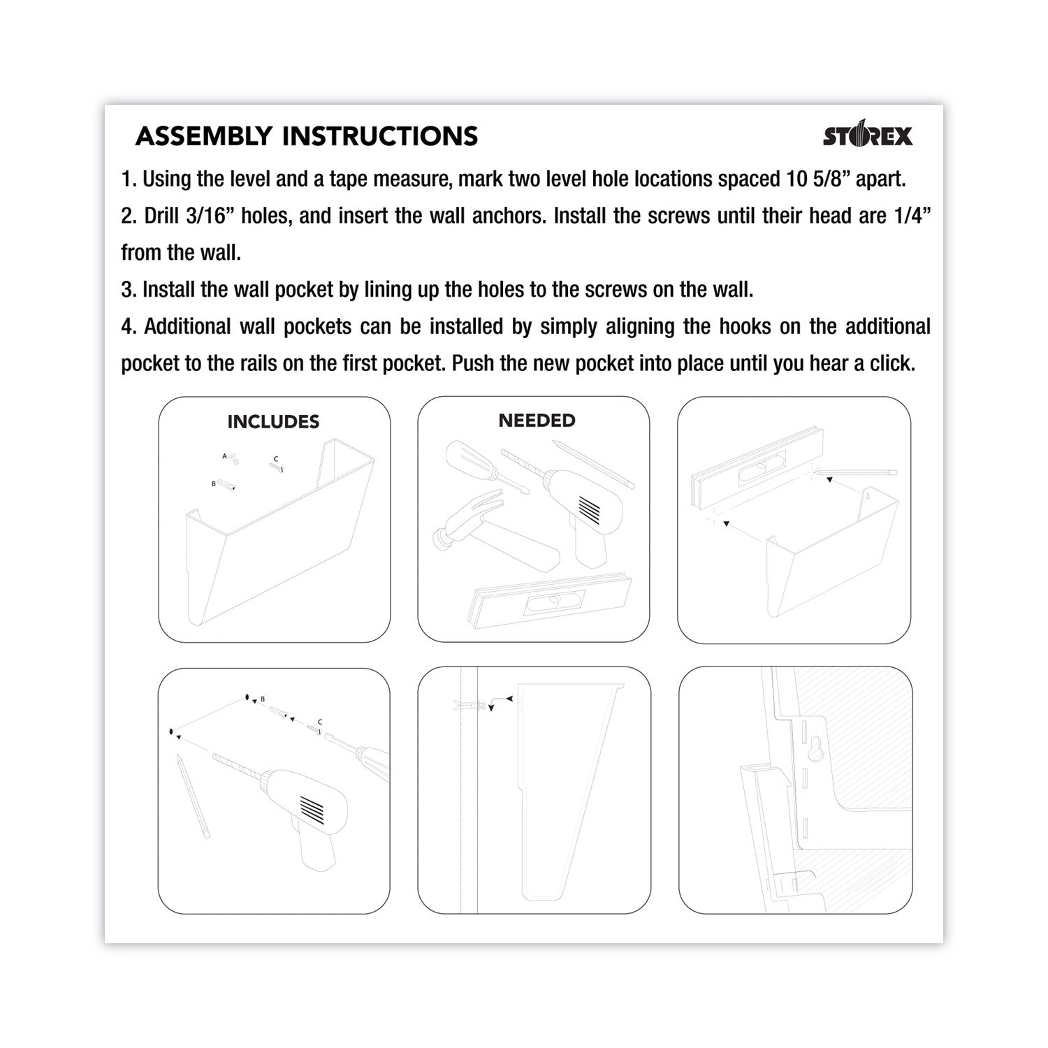 Storex Wall File, Letter Size, 13" x 4" x 7", Clear