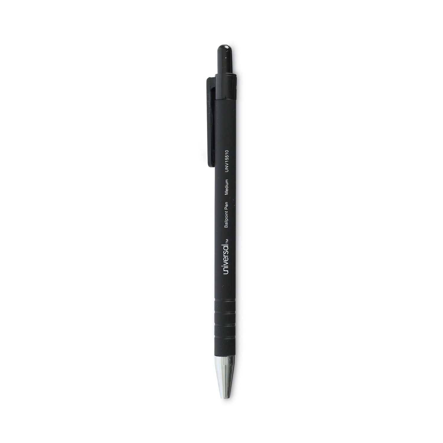 Universal™ Ballpoint Pen, Retractable, Medium 1 Mm, Black Ink, Black Barrel, Dozen