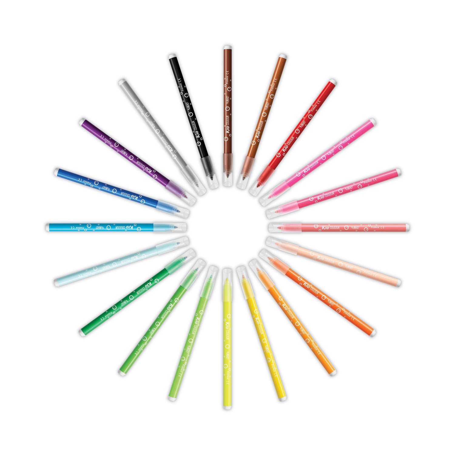BIC® Kids Ultra Washable Markers, Plastic Tube, Medium Bullet Tip, Assorted Colors, 20/pack