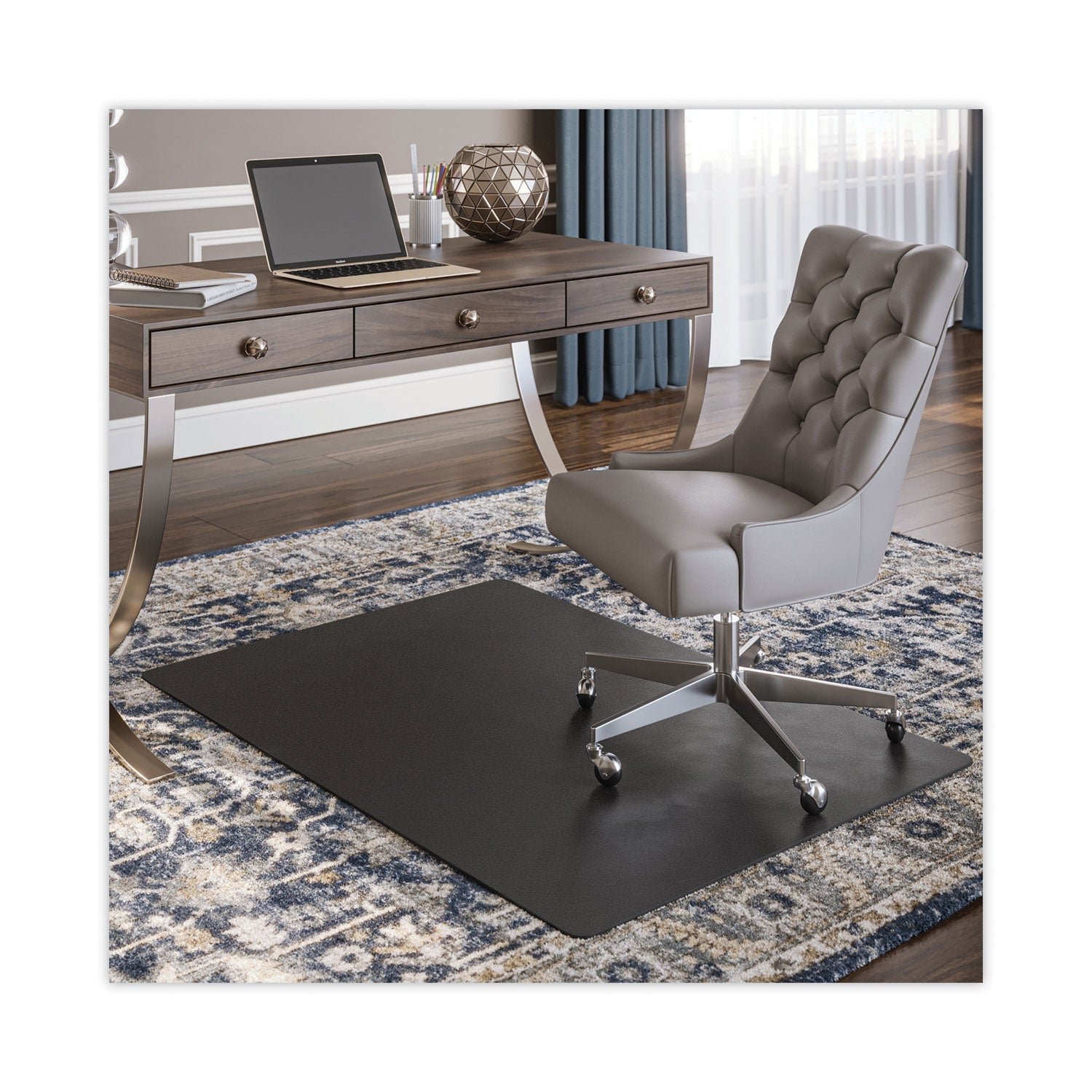 deflecto® Supermat Frequent Use Chair Mat For Medium Pile Carpet, 45 X 53, Rectangular, Black