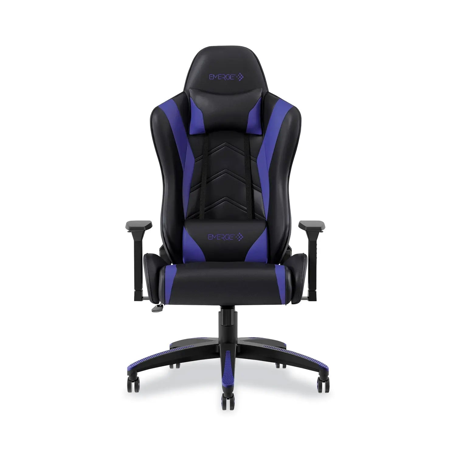 Emerge™ Vartan Bonded Leather Gaming Chair, Supports Up to 275 lbs, Blue/Black Seat, Blue/Black Back, Black Base
