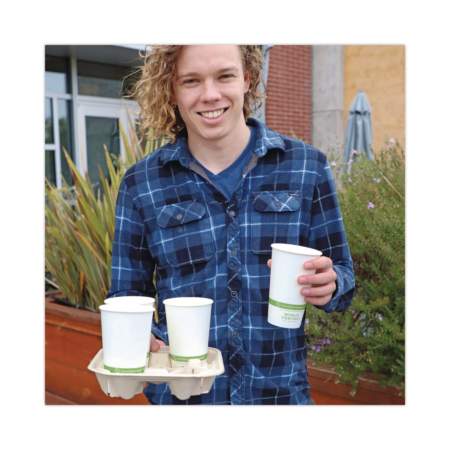 World Centric® Paper Hot Cups, 16 Oz, White, 1,000/carton