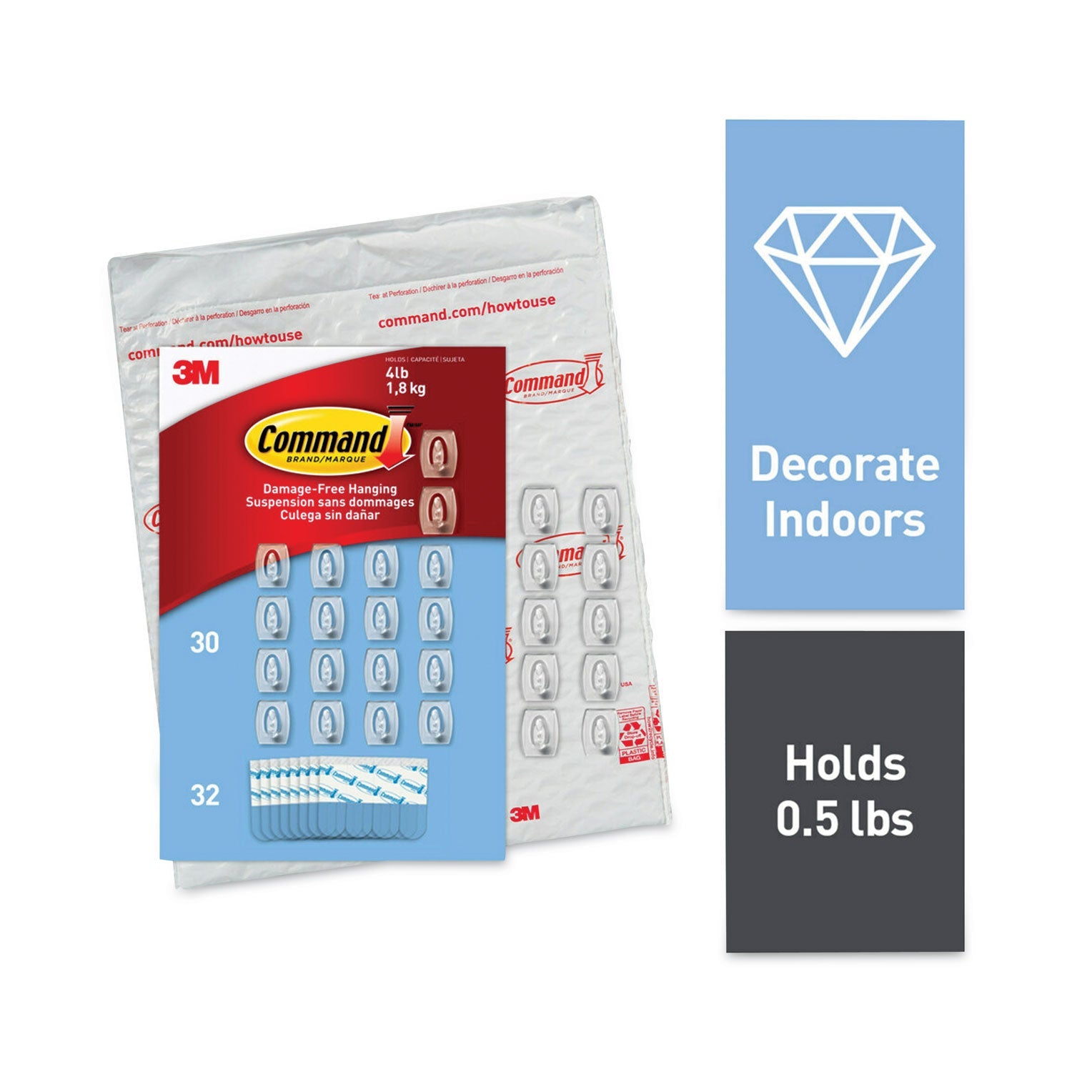Command Mini Hooks | Clear 30-Pack