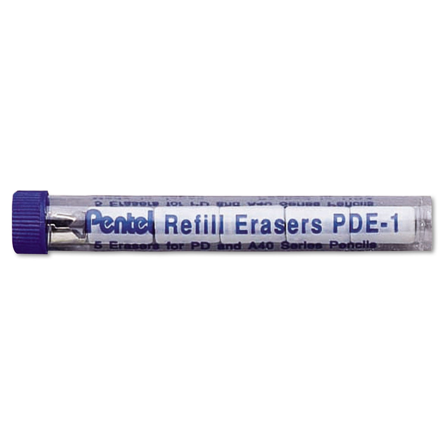Pentel® Eraser Refills For Pentel Champ, E-Sharp, Jolt, Icy And Quicker Clicker Pencils, Cylindrical Rod, White, 5/tube