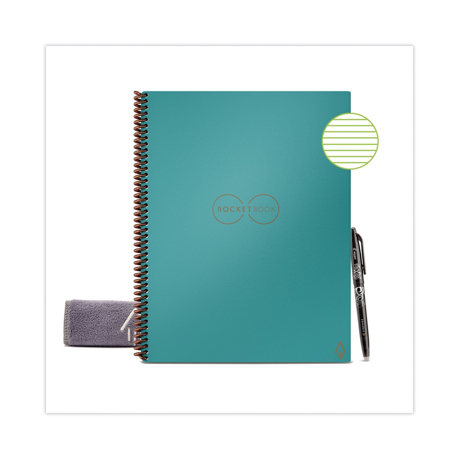 Rocketbook Core Smart Notebook, Medium/College Rule, Teal Cover, (16) 11 x 8.5 Sheets