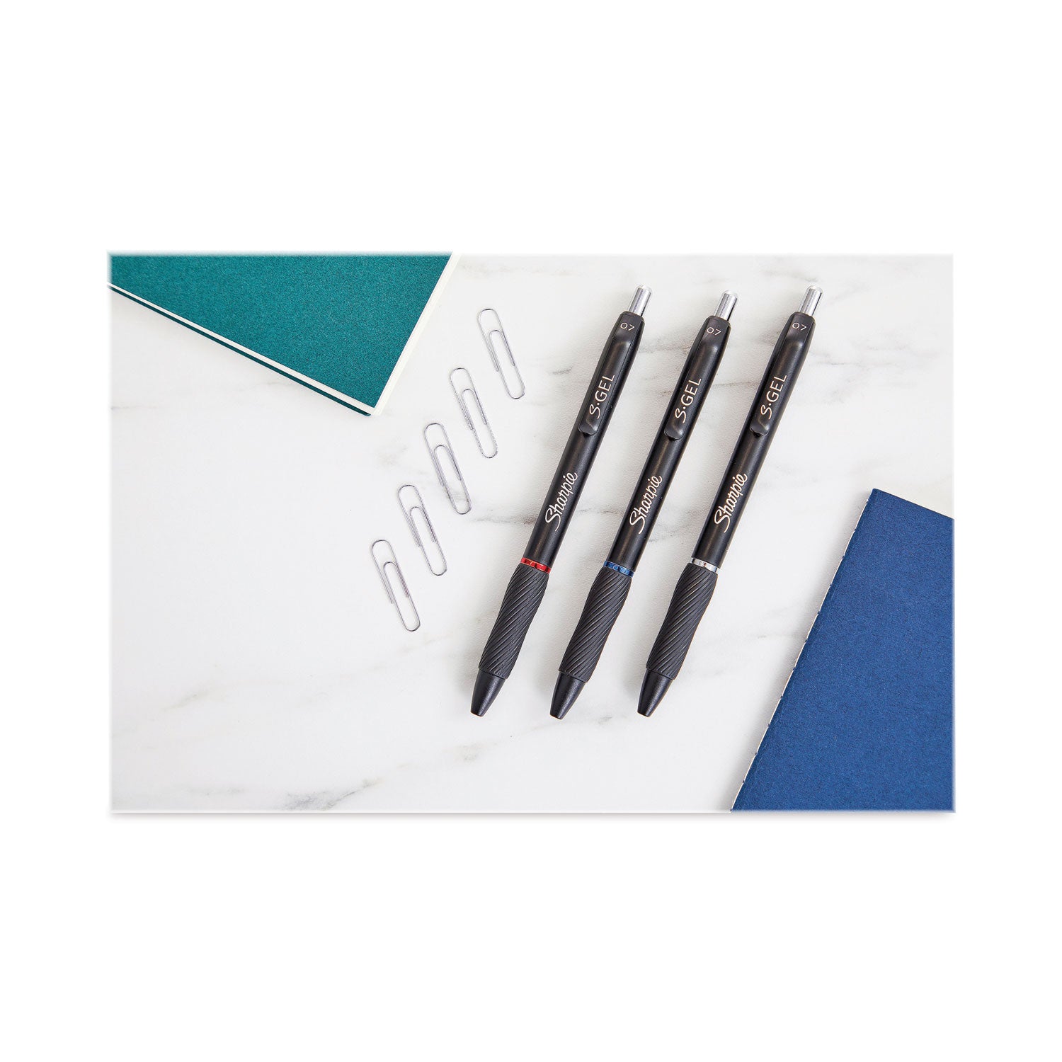 Sharpie® S-Gel™ S-Gel High-Performance Gel Pen, Retractable, Medium 0.7 mm, Assorted Ink Colors, Black Barrel, Dozen