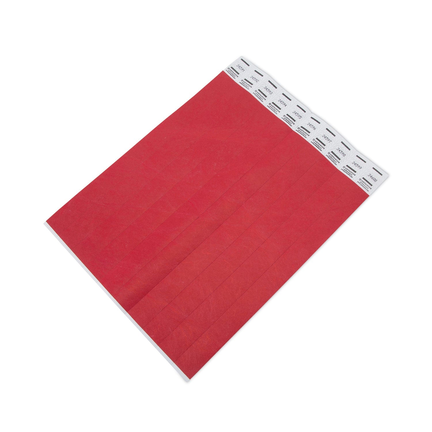 Advantus Crowd Management Wristbands, Sequentially Numbered, 10" x 0.75", Red, 100/Pack