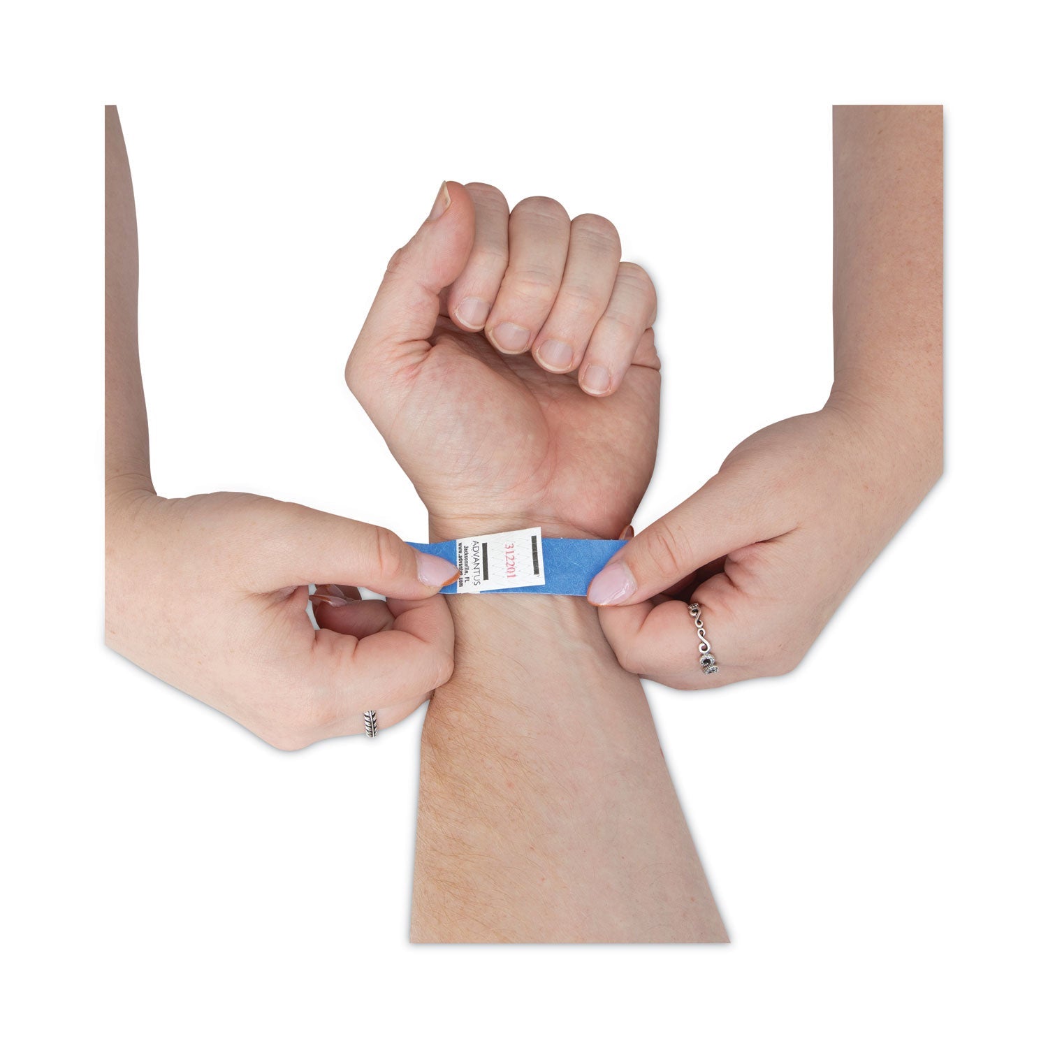 Advantus Crowd Management Wristbands, Sequentially Numbered, 10" x 0.75", Blue, 100/Pack
