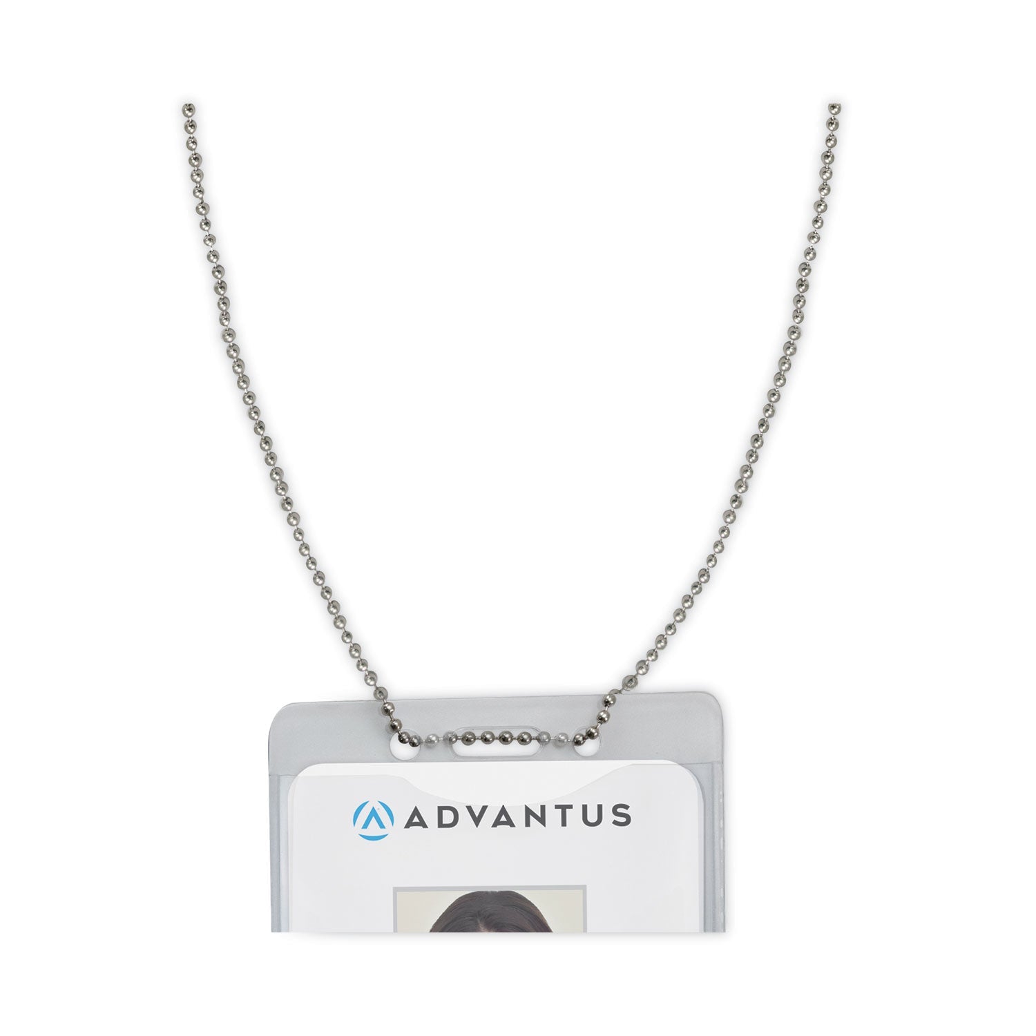 Advantus ID Badge Holder Chain, Metal Ball Chain Fastener, 36" Long, Nickel Plated, 100/Box