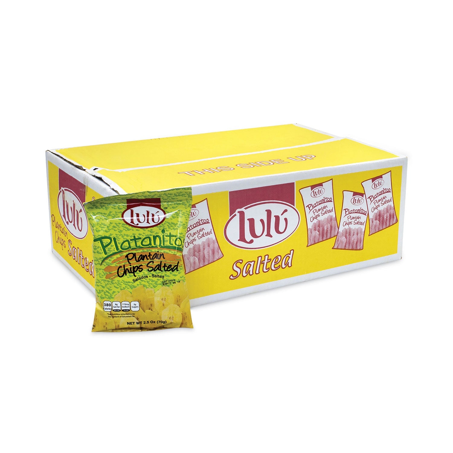 Lulú™ Platanitos Plantain Chips, 2.5 oz/Pack, 30 Packs/Carton - Bloom Skins