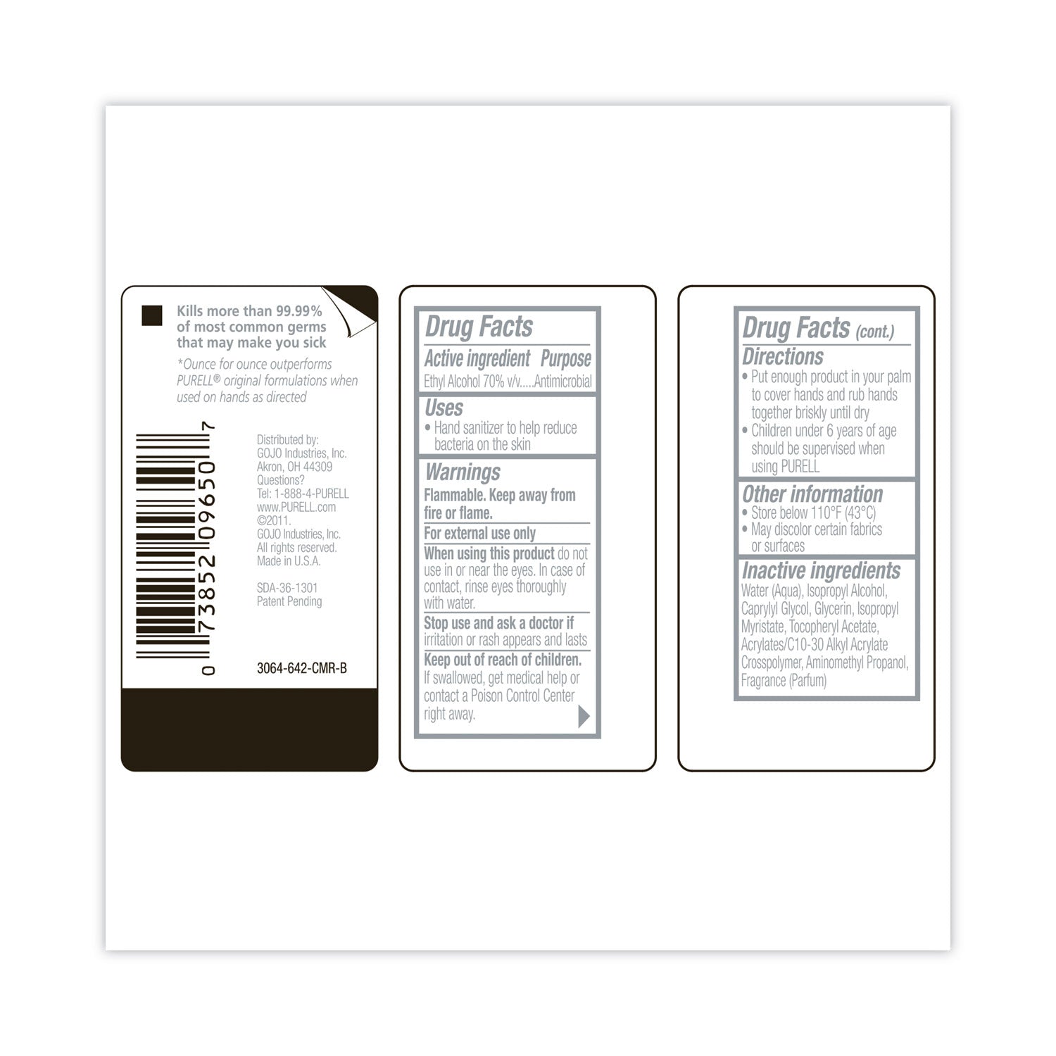 PURELL® Advanced Hand Sanitizer Refreshing Gel, 2 oz, Flip-Cap Bottle, Clean Scent, 24/Carton